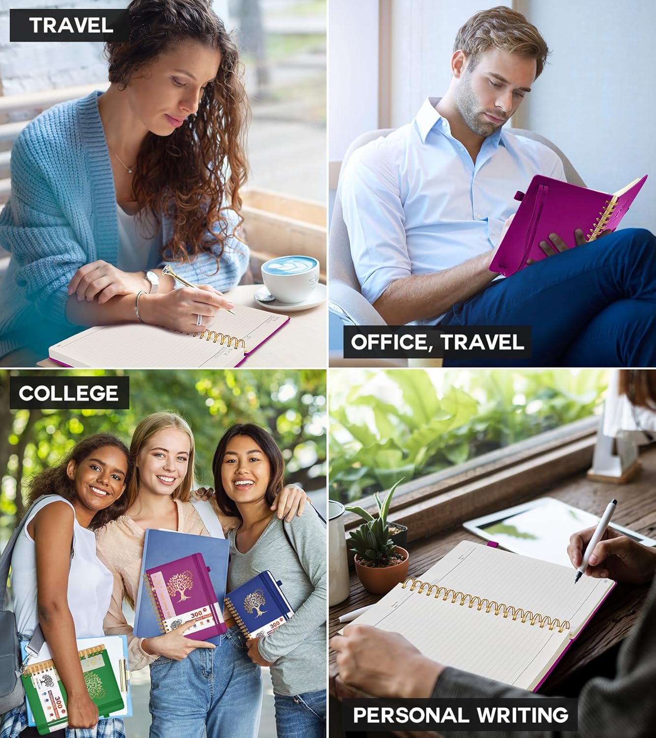 Spiral Notebook Journal for Women Men, 300 Numbered Lined Pages, College Ruled, A5 Hardcover Spiral Bound Notebook for School, Work, Note Taking Writing, Leather Spiral Journal Medium 5.9"x8.5" - Image 7