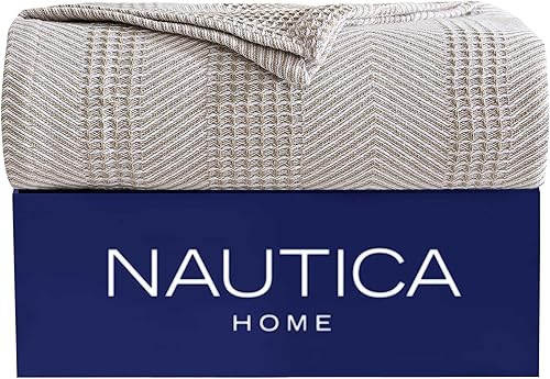 Miniatura 7 de Nautica Manta de algodón suave, peso medio para todas las estaciones, Queen, azul marino