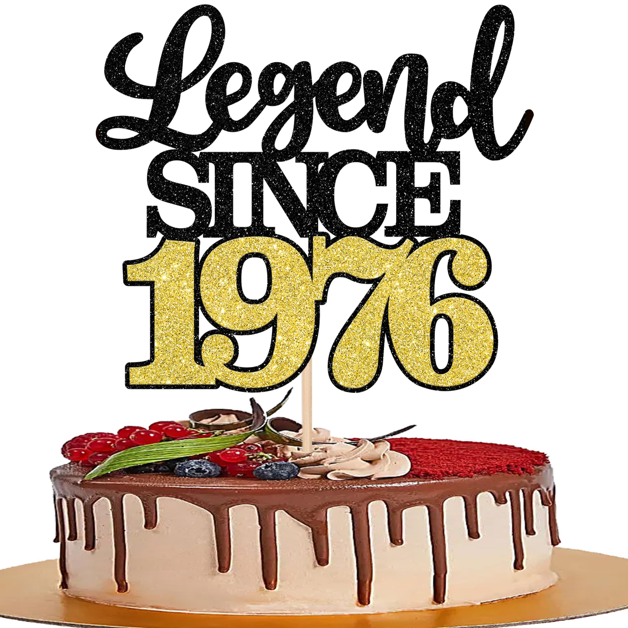 1 Stück Aufschrift "Legend Since 1976" Tortenaufsatz 50 Kuchen Topper Glitter alles Gute zum 50. Geburtstag Kuchen Pick 50 Fabulous Tortendekorationen für Prost zum 50