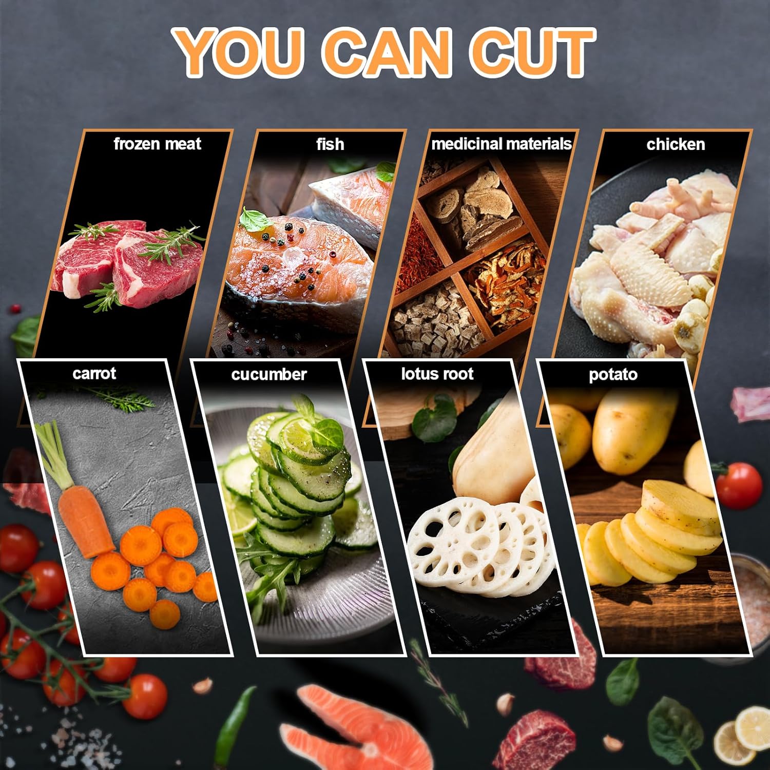 Meat Slicer Bone Cutter 20in，Manual Ribs Chopper for Chicken Fish or Beef，Stainless Steel Frozen Meat Slicer with Food Tray