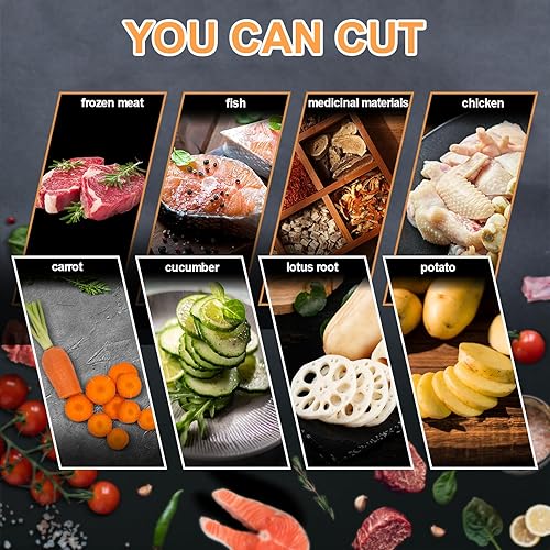 Miniatura 5 de Cortador de carne de 20 pulgadas, cortador manual de costillas para pollo, pescado o carne de res, rebanador de carne congelada de acero inoxidable