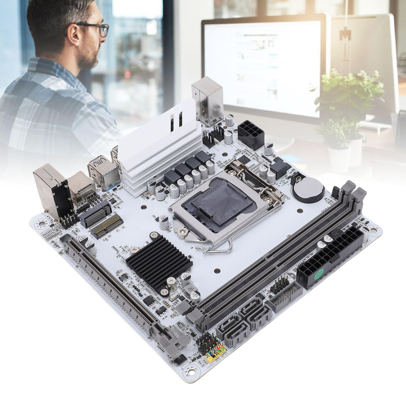 Elprico Scheda Madre H510-ITXFF LGA 1200 ITX, Scheda Madre Desktop DDR4 CIE 3.0 X16 a Doppio Canale per Generazione 10/11, Supporto Realtek 8111H Gigabit Ethernet, Slot M.2, 4 X Serial