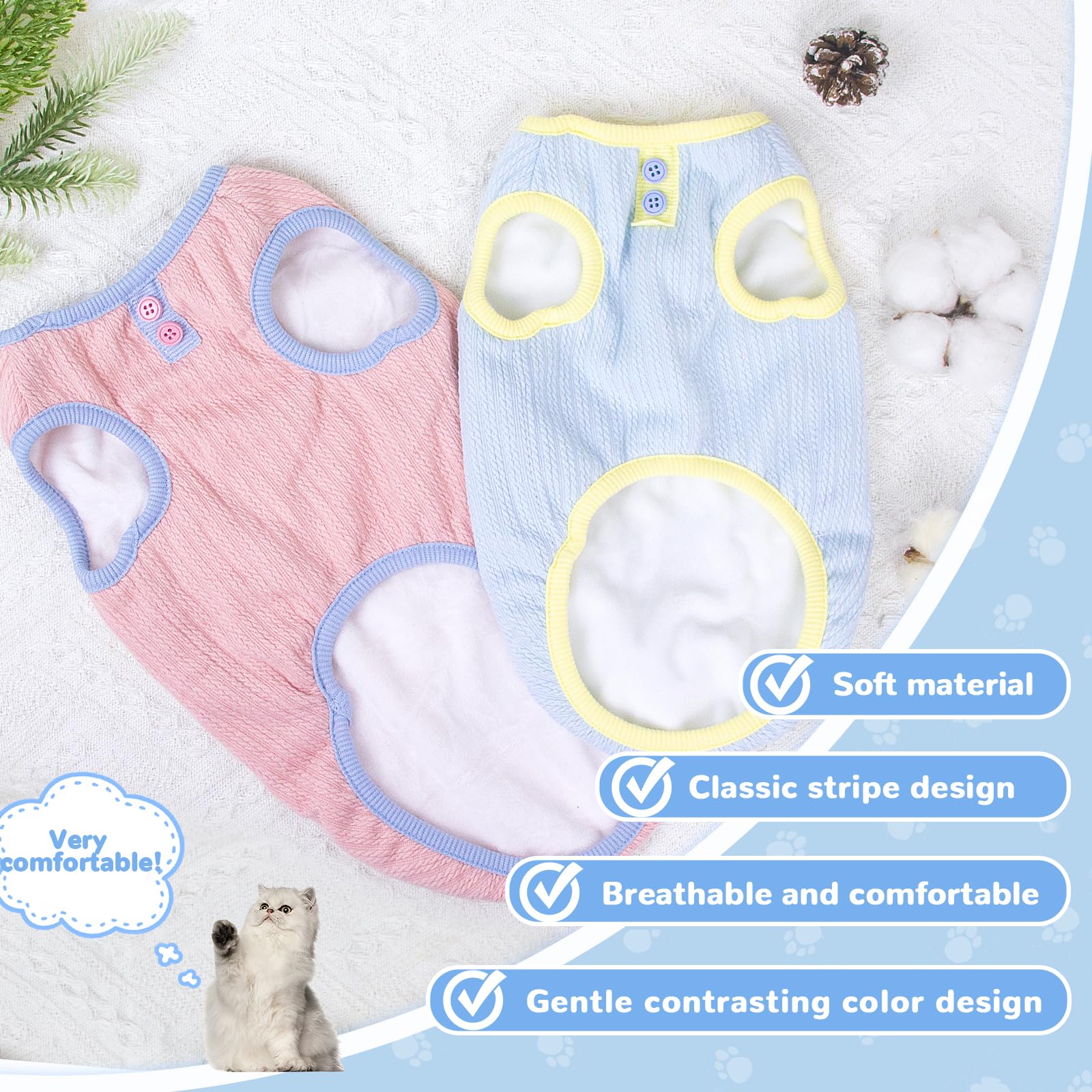 Cat Clothes, Soft Warm Dog Cat Jumper, Cotton Cat Clothes for Pet Autumn Winter Outfit, Winter Warm Cat Jumper Sweater, Pet Sweater Vest for Small Medium Large Dogs Puppy Cats - Image 4