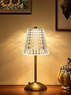 【3200mAh】Brass Table Lamp, 3 Colors+Dimmable+Touch Crystal Lamp LED Gold Lamp, Mood Lighting Mood Light, Brass Decor for Bedroom/Bathroom/Kitchen/Dinner/Bar/Entryway/Buffet, Traditional Home Decor