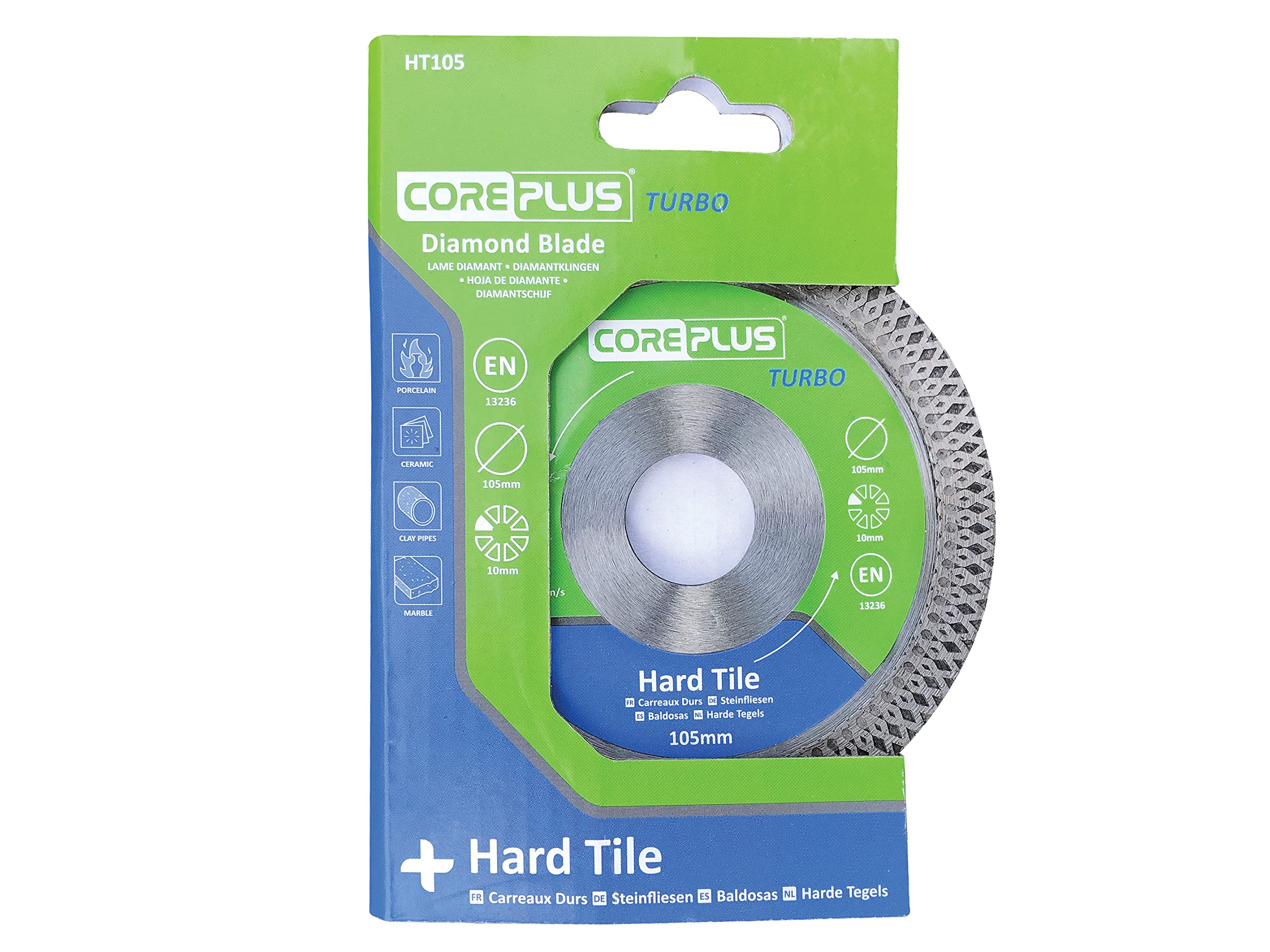 CorePlus Hard Tile Turbo Diamond Blade 105mm x B22.23mm (4in)