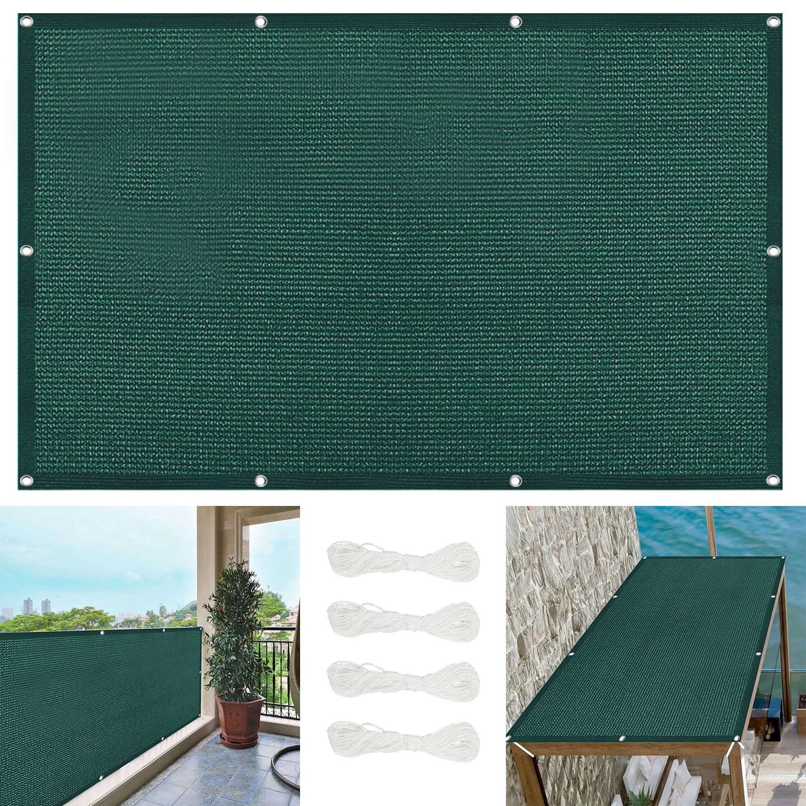 Voile d'ombrage anti-UV 95% 6x10m solution chaleur et vent pour pergola et terrasse