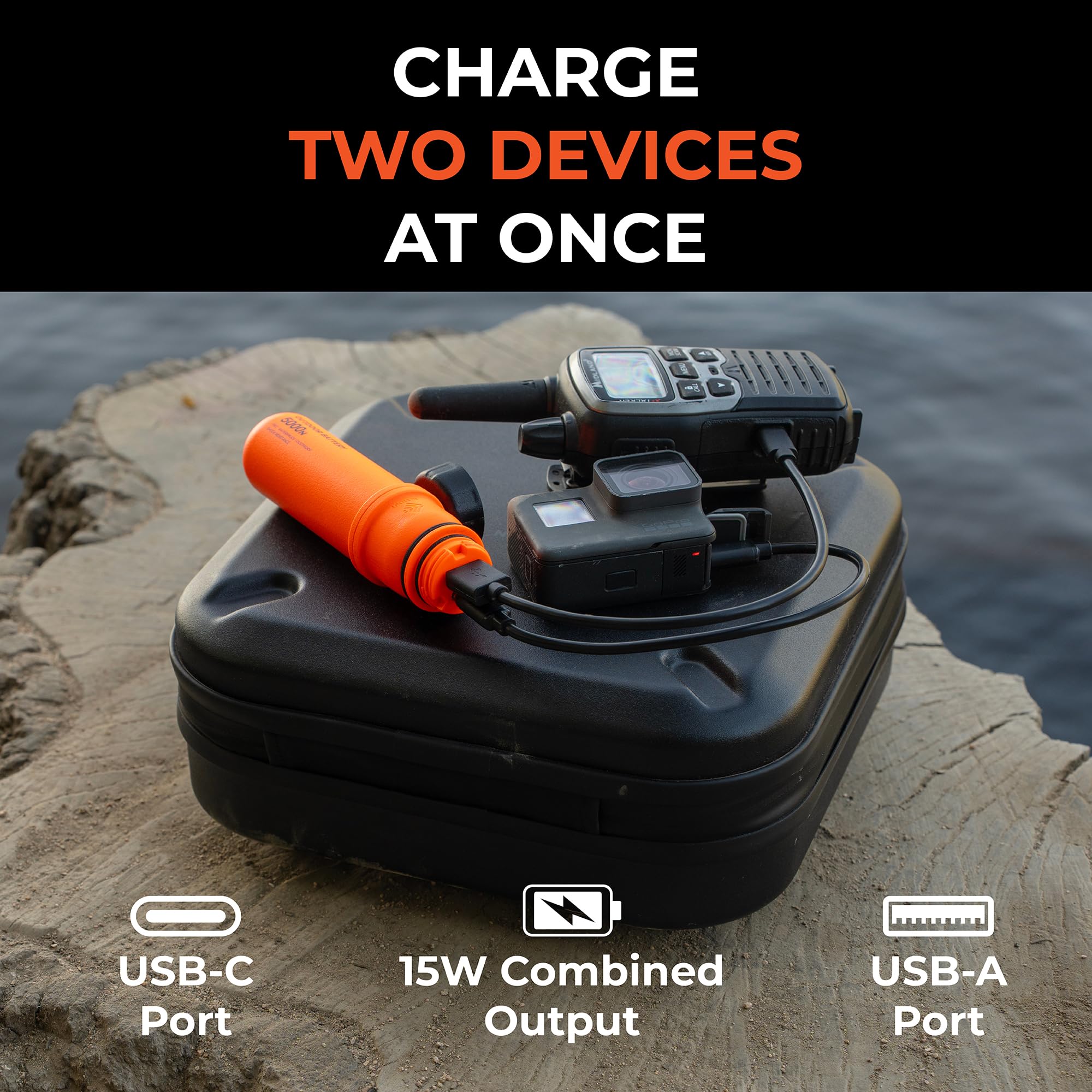 NESTOUT - Cargador portátil, batería externa de 5000 mAh, carga rápida USB-C de 15 W, resistente al agua IP67, duradero, a prueba de golpes, paquete de batería para teléfono, tablet, senderismo