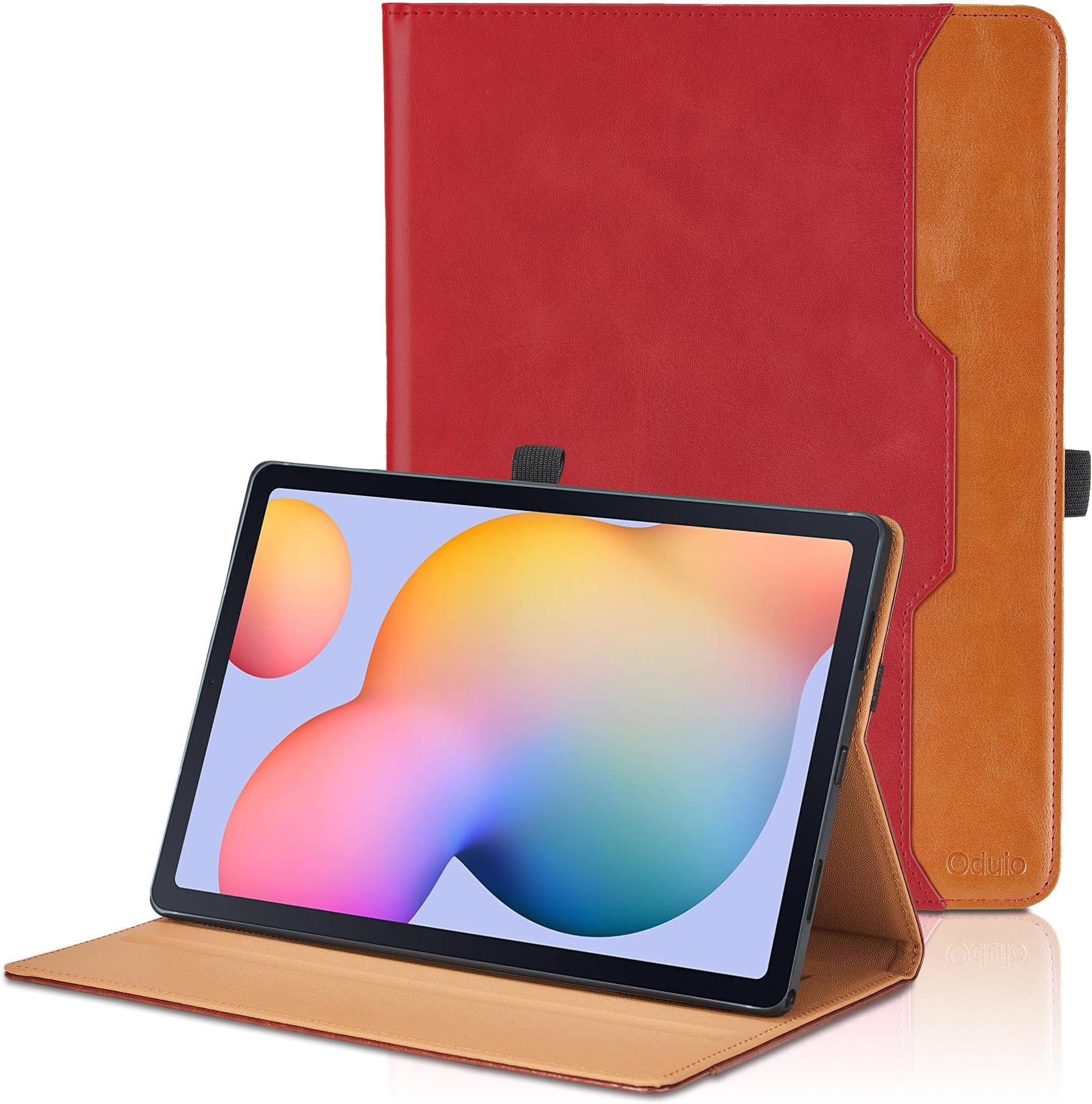 Case for Samsung Galaxy Tab S6 Lite 10.4 Inch 2024/2022/2020 - Model (SM-P620/P625/P610/P613/P615/P619) with Hand Strap and Pocket, PU Leather Folio Stand Cover Auto Wake/Sleep, Red