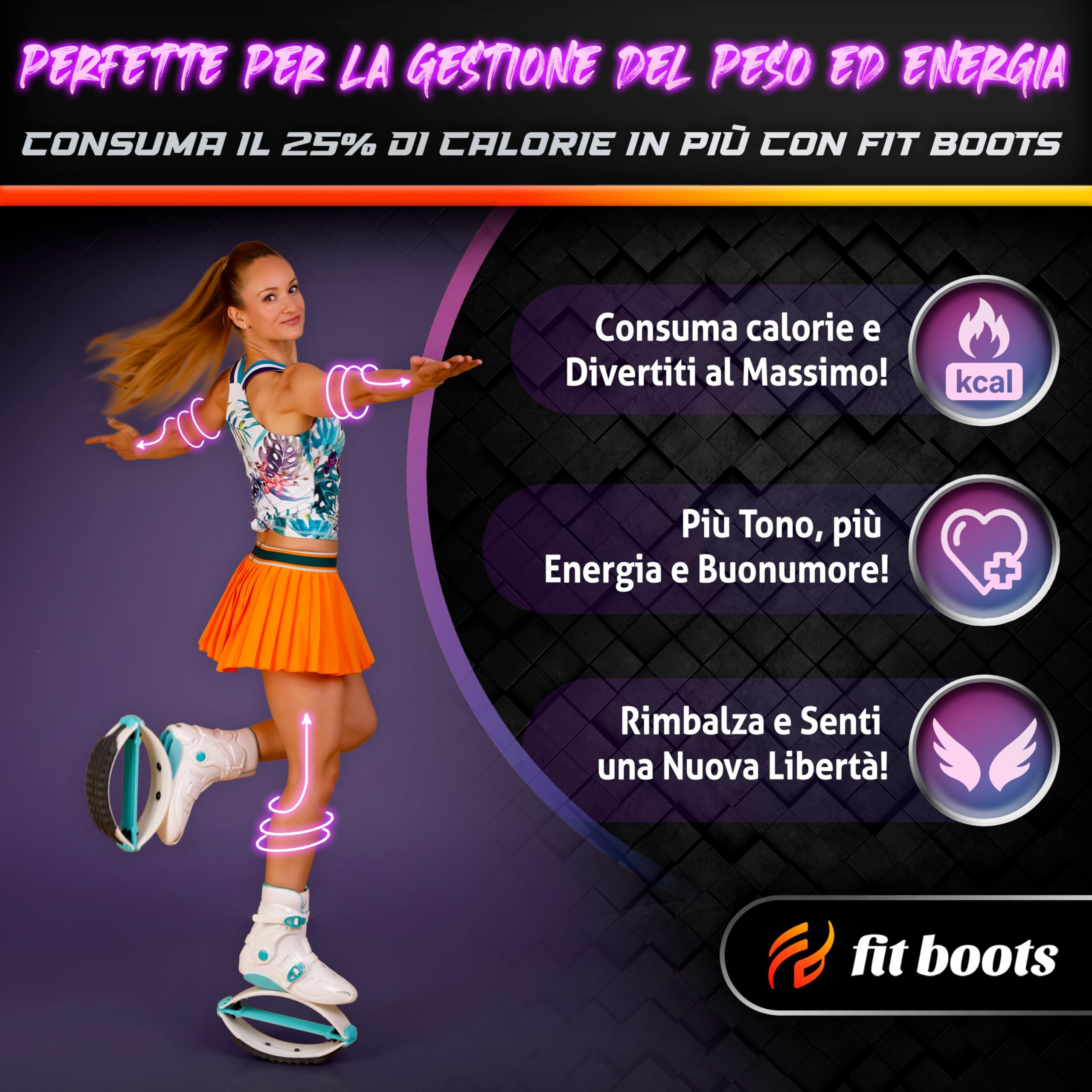 FIT BOOTS - Scarpe Che Ti Fanno Saltare di Nuova Generazione, Originali Stivali Rimbalzanti della Community Internazionale di Allenamento Rivoluzionano Il Tuo Fitness - (Rosa)