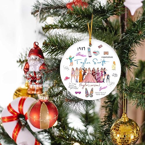 Miniatura 2 de Pop Singer Taylor - Adornos de Navidad 2023, Swifters Merch, decoración de árbol de Navidad, regalos de gira de época para fanáticos de Taylor con