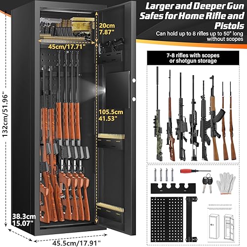 Miniatura 3 de Actualizado Rifle biométrico a prueba de fuego, cajas fuertes antirrobo para rifles y escopetas, cajas fuertes largas para pistola de acceso rápido