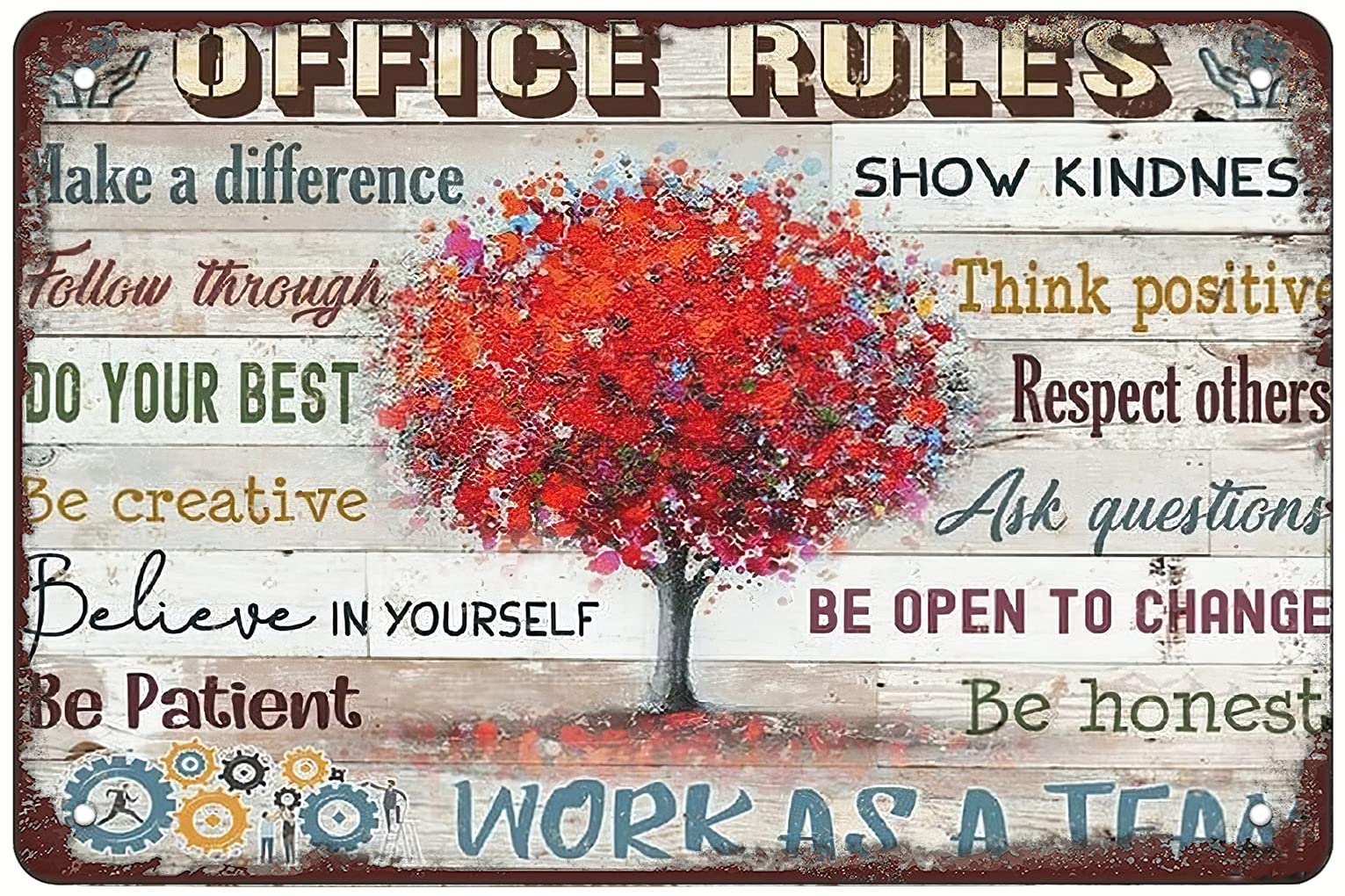Office Rules Aluminum tin Signage - Metal Tin Sign Hanging Retro Plaque Kitchen Poster Cafe Bar Pub Store Man cave Art Novelty Designs 5.5x8inch
