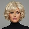 Women's Blonde Short Curly Side Part Wigs Layered Wigs Fluffy Natural Curly Full Wigs for Women Short Layer Pony Hair (Mixed Gold)