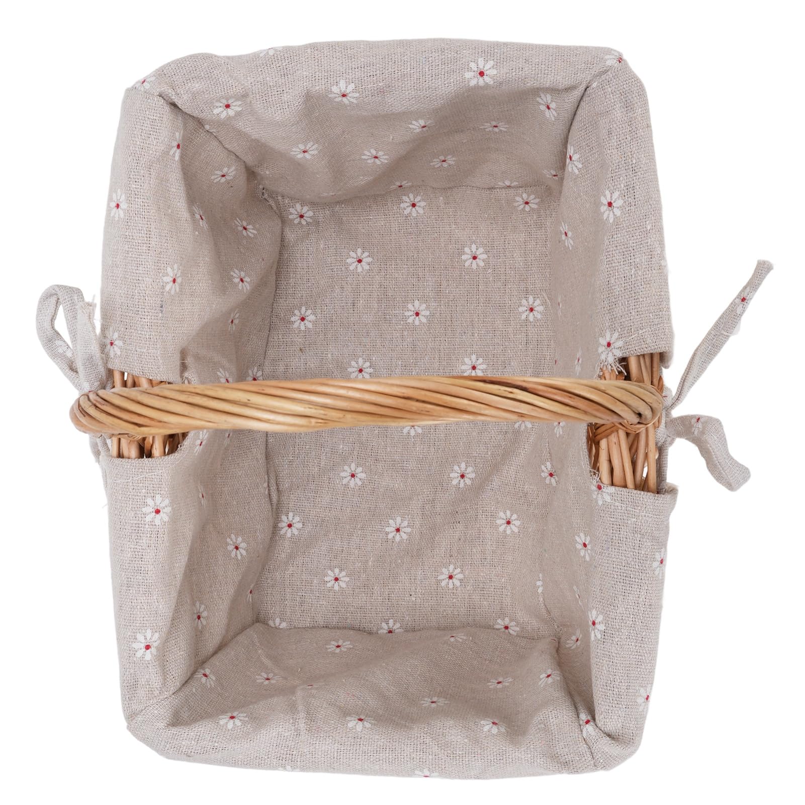Cocoarm Panier de Pique-Nique en Osier, tissé à la Main Vintage, Doublure Amovible, pour Camping Maison, Rangement Polyvalent, 9,84x7,48x5,12 Pouces (Marguerite) | Tissé Main Doublure Amovible, Camping Maison Rangement, Accessoire Pique-Nique Élégant