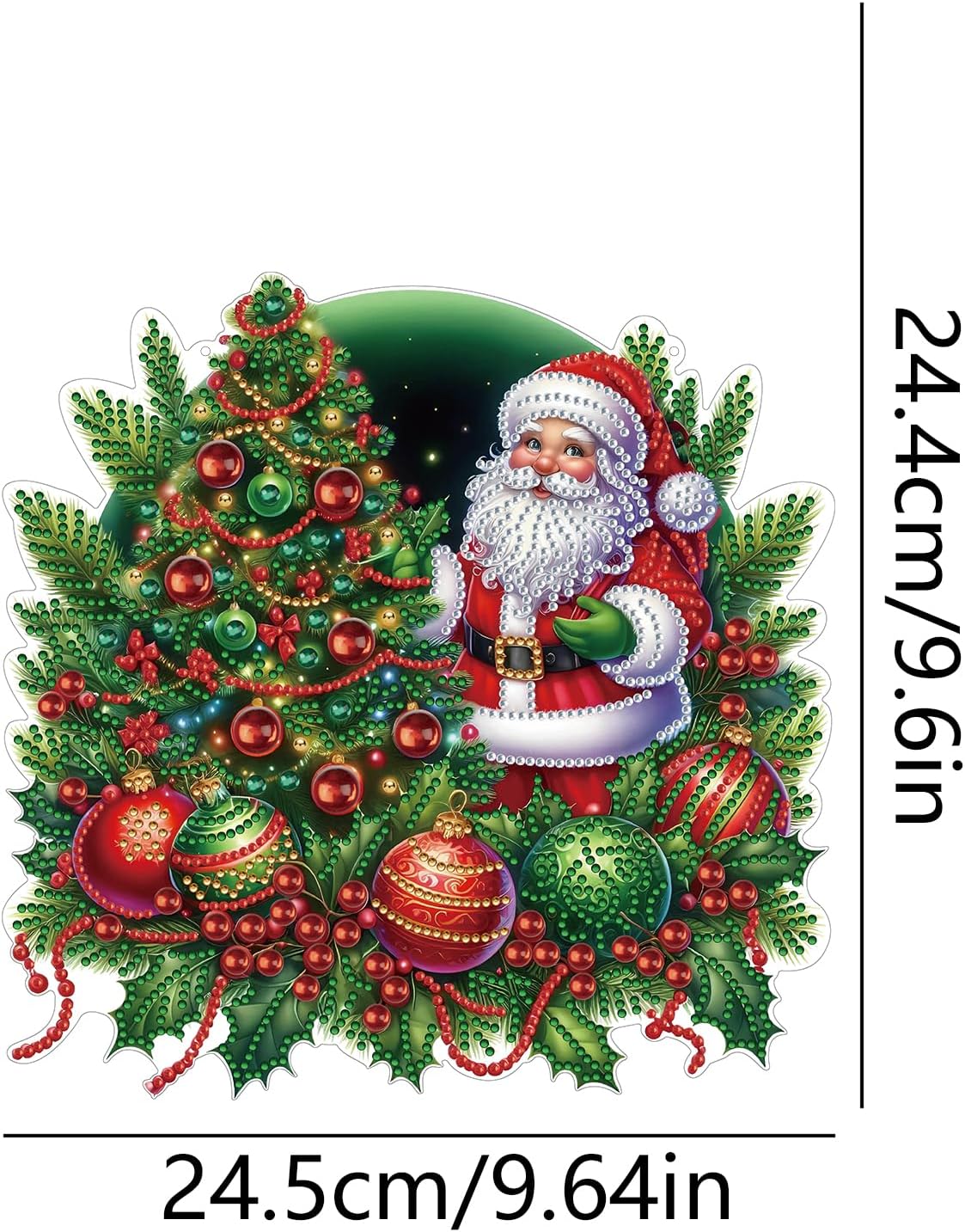 DoxQcs DIY Christmas Halloween Diamond Art Painting Wreath Kits Special Shape Rhinestone Window Pendants Hanging Home Garden Wall Double-Sided Pattern (Single Side Point Drill)-2PCS-Santa Claus
