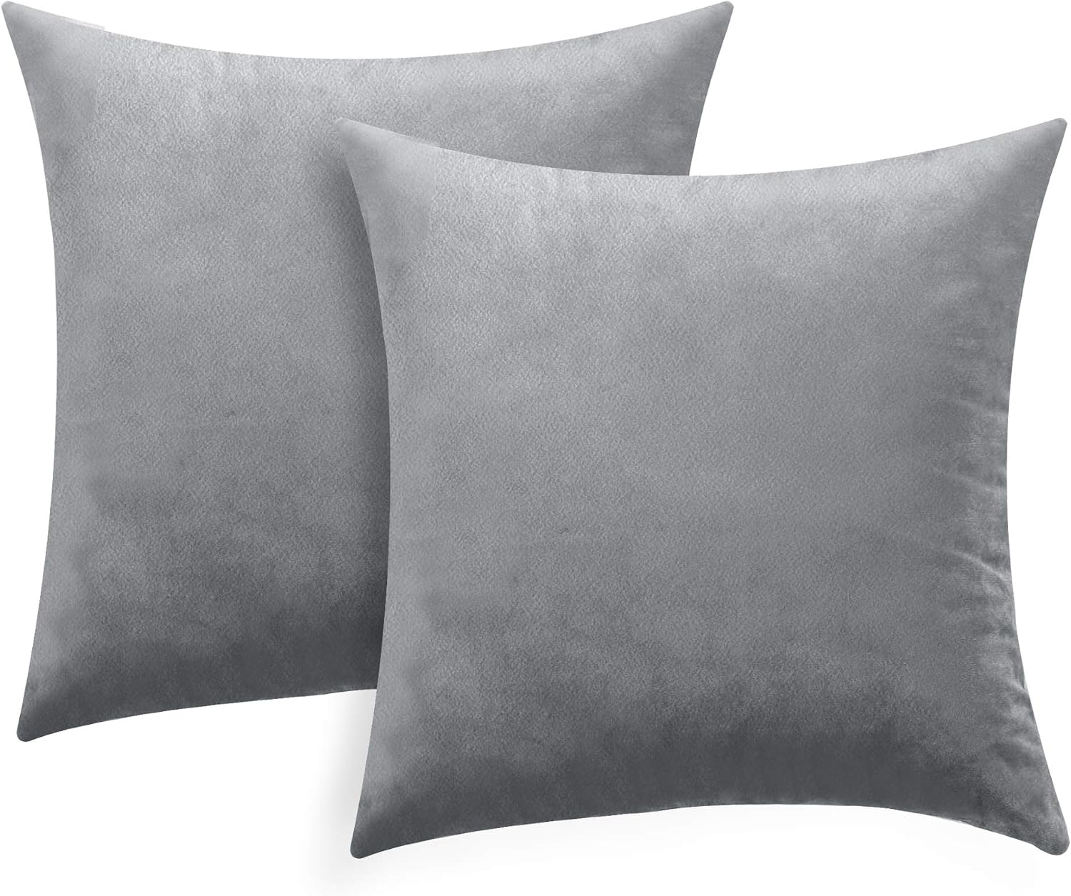 H.VERSAILTEX Original Velvet Cushion Covers 18x18 Throw Pillow Covers for Living Room (Set of 2) Square Luxury Solid Modern Decorative Cushion Cover for Chair/Sofa/Couch Bed, Dove