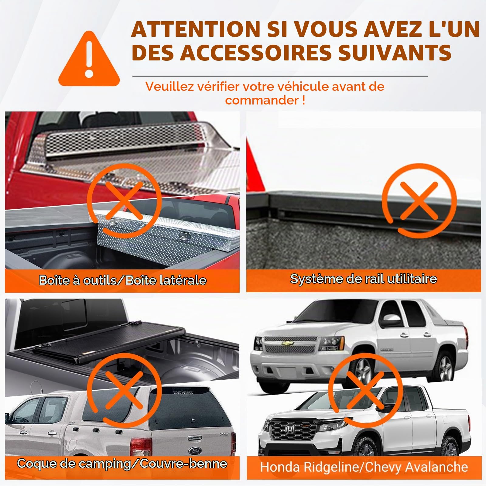 Garvee Barres de Toit pour Pick-up, Réglables 90-180,3cm, Capacité 363 kg