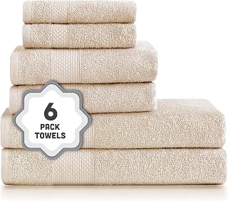 ASSOS Elegant Bathroom Decor Set: Includes Bath Towels, Hand Towels and Face Towels - Perfect Apartment Essentials and Bathroom Accessories. (6 Pieces) (Sand)
