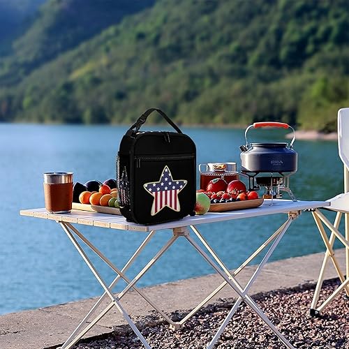 Miniatura 8 de American Flag Star Insulated Lunch Bag for Women Men Reusable Lunch Box Tote Bag for Work Travel