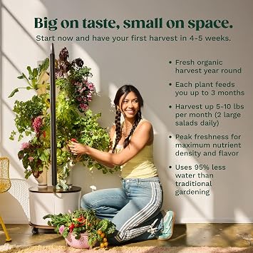 Gardyn Studio 2 Hydroponics Growing System - 16 Plants, Smart Tower | New & improved, non-GMO plants, herbs, vegetables, hydroponic herb garden planter indoor kit with grow lights