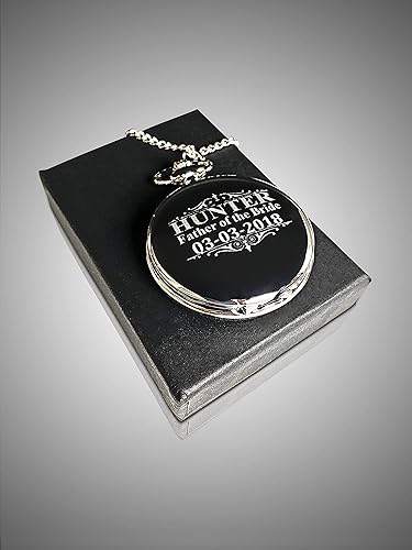 Miniatura 5 de Reloj de bolsillo personalizado, reloj de bolsillo personalizado vintage dorado grabado regalo. Caja incluida, cadena de acero inoxidable y grabado