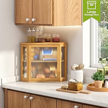 Amazon.com: BMOSU Corner Bread Box for Kitchen Countertop