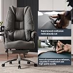 EXCEBET Big et Président du Bureau de haut niveau 400lbs Siège large, chaise de bureau haute arrière en cuir avec repose-pieds, chaise ergonomique de bureau Support Lombaire pour soulager la douleur du bas du dos (président de bureau gris)