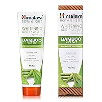 Vista 1 de Himalaya Botanique Pasta de dientes blanqueadora antiplaca con bambú + sal marina, sin flúor, para blanqueamiento suave, 4 oz