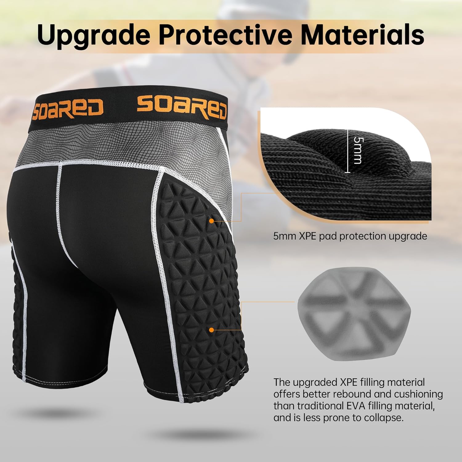 Soared Youth Sliding Shorts Baseball XPE Padded Slider Shorts Protective Compression Short for Football Lacrosse Softball - Image 2
