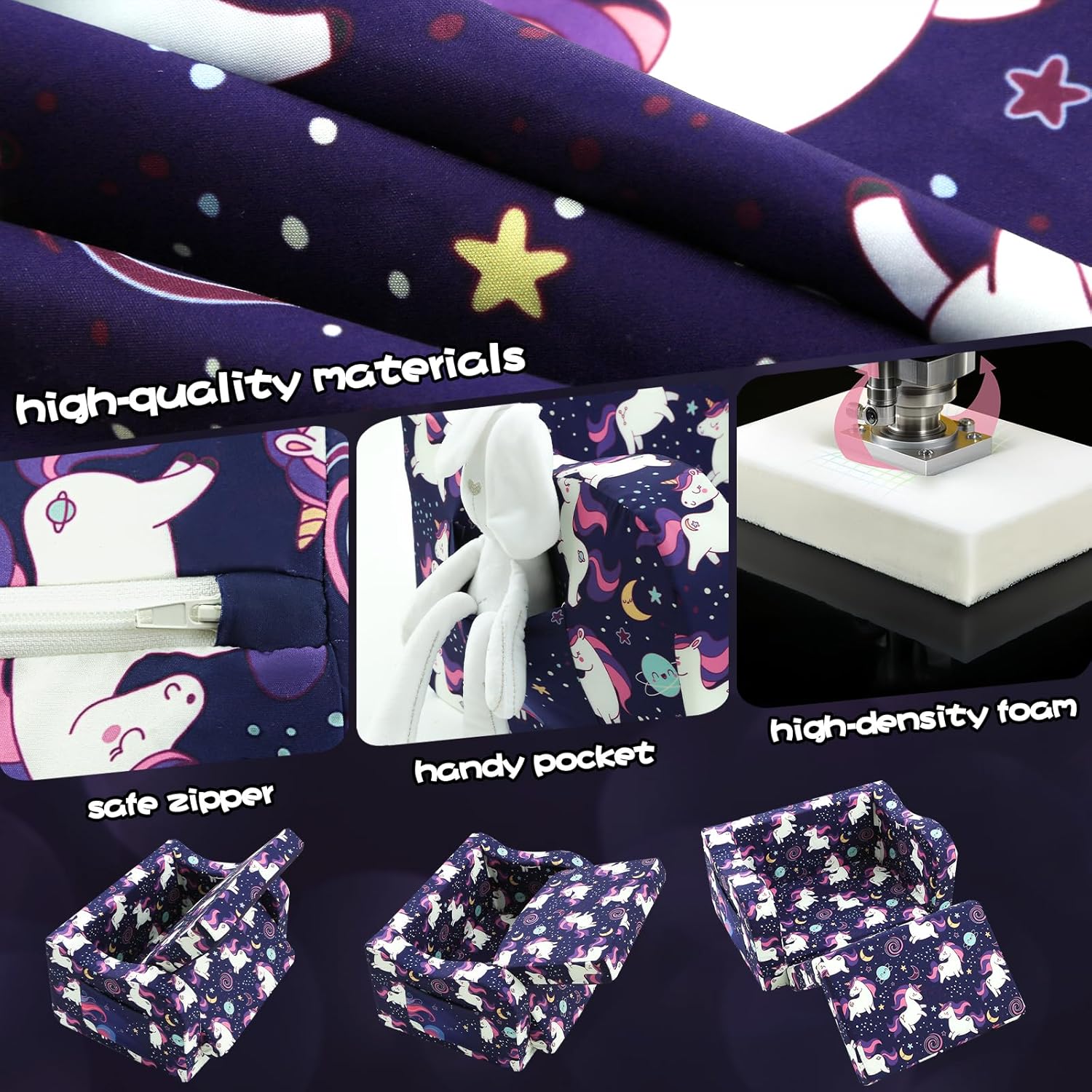 MeMoreCool Kids Folding Couch – Purple Unicorn Toddler Chair, Fold-Out 2-in-1 Sofa Bed Comfy Foam Seating, Washable Cover, Armrests & Side Pocket for Playroom or Nursery Ages 1–3 - Image 8