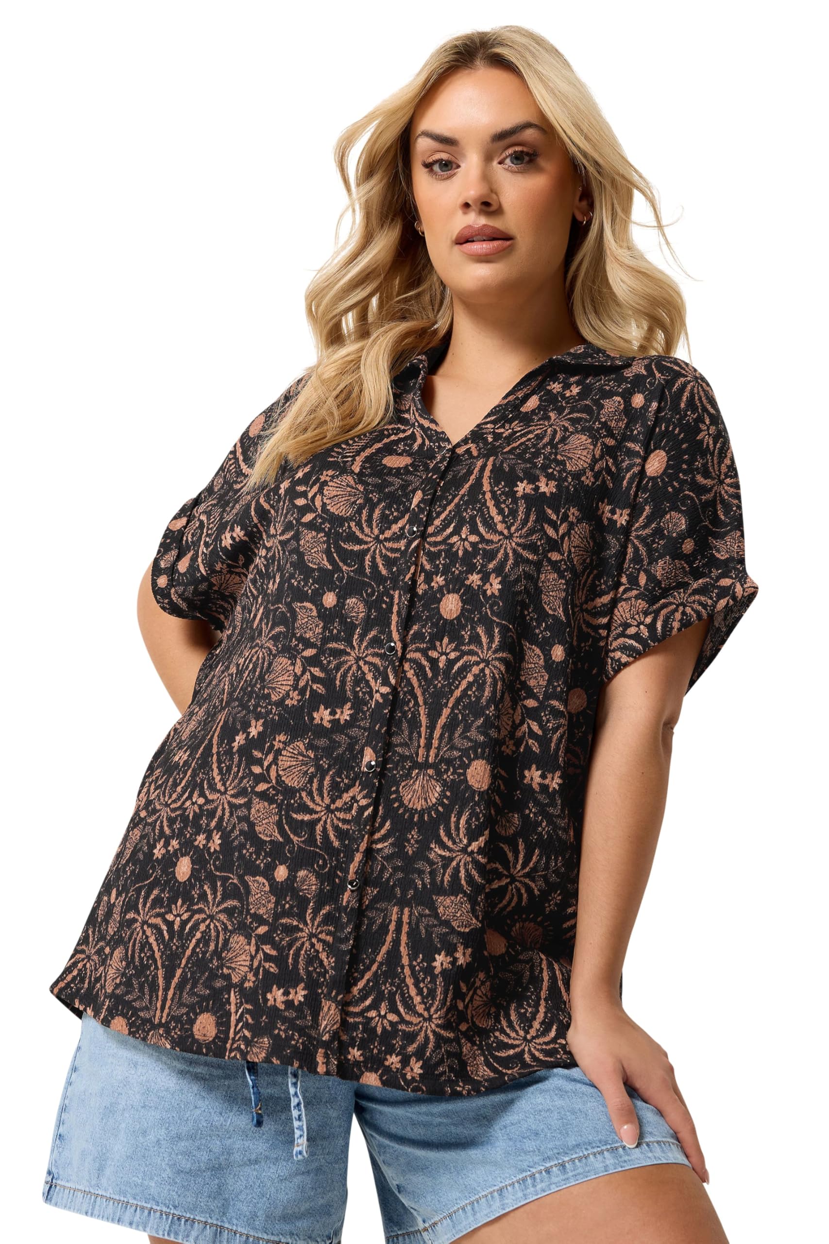 Yours - Women's Shirt - Boxy Textured - Black - 30-32