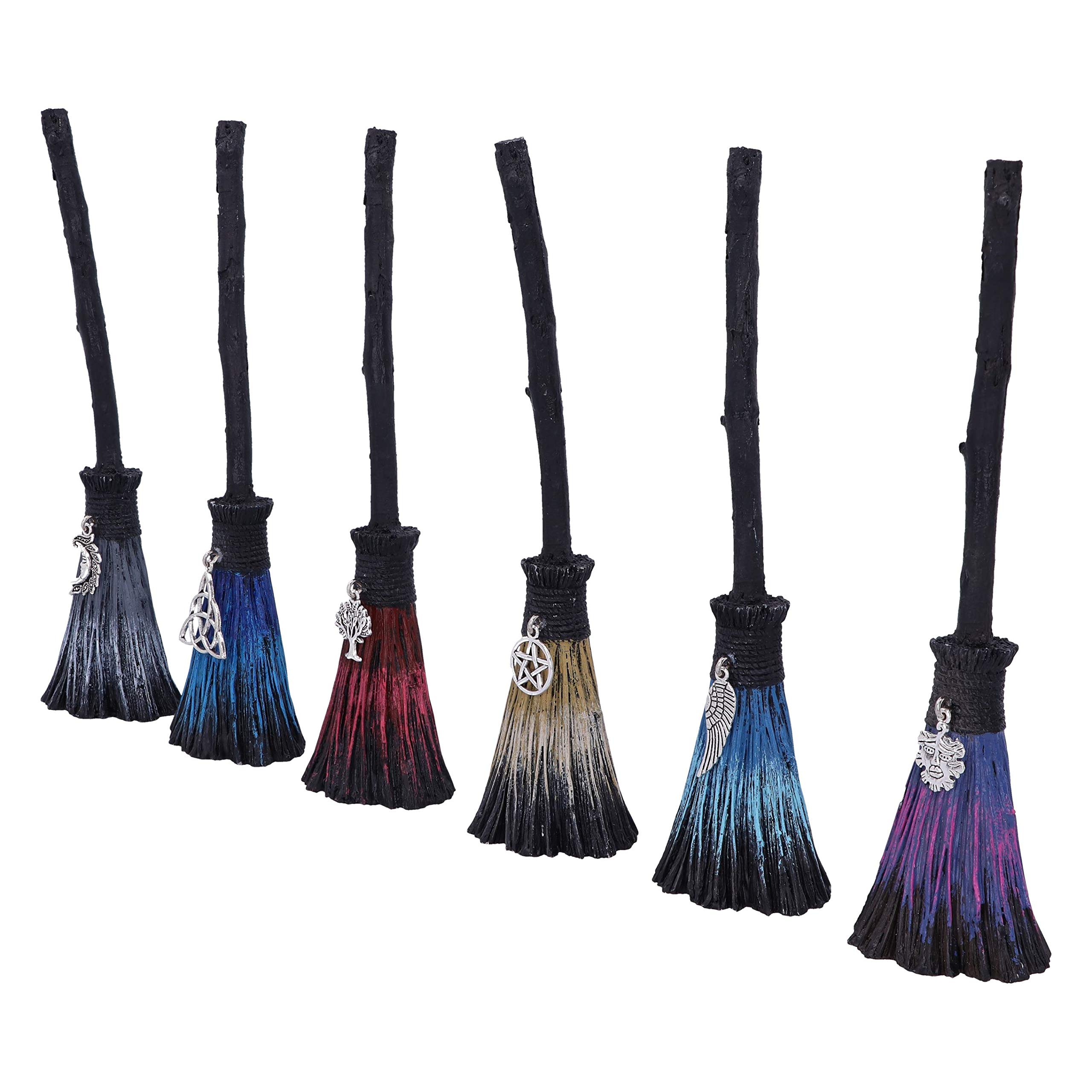 Nemesis Now Positivity Broomsticks with Silver Charms, 20cm, (Set of 6), Black - Image 2