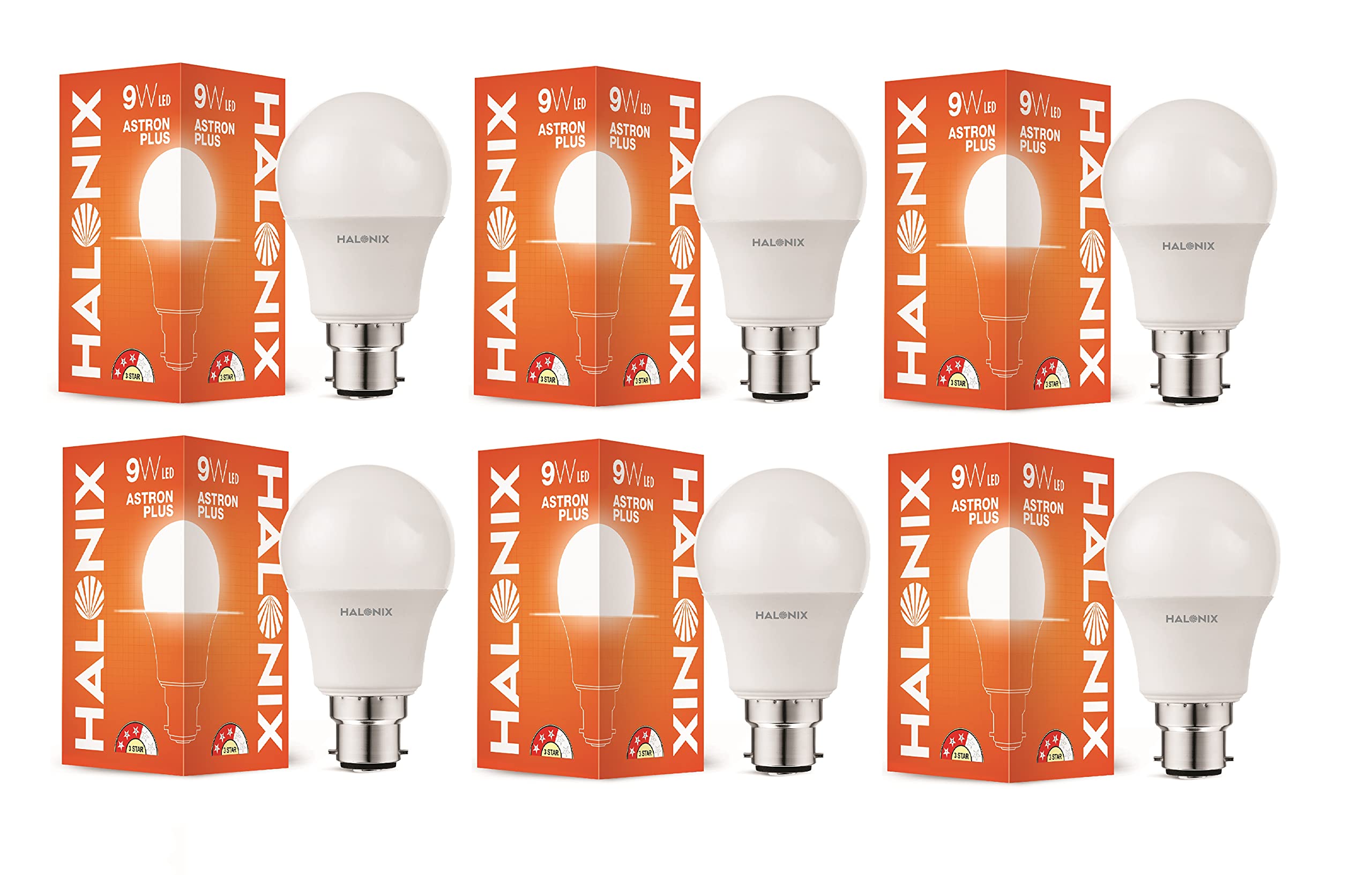 Halonix 9W B22 LED Cool White Bulb, Pack of 6, (F5BMM4W0040040000)-picture-23