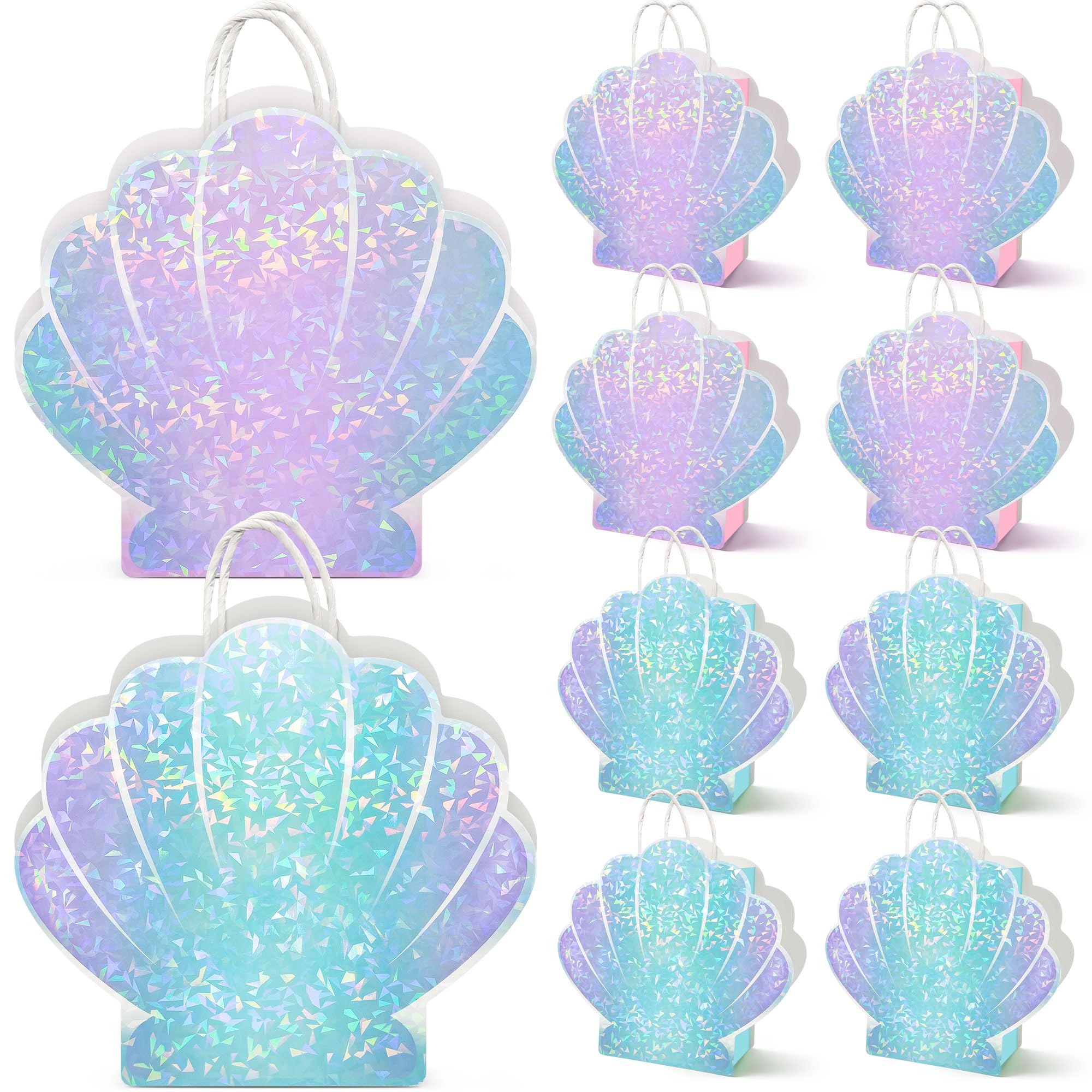 ALOVYY Mermaid Party Favor Bag Seashell Gift Bags for Shell Mermaid Birthday Decorations and Under the Sea Theme Party Ocean Beach Goodie Treat Supplies