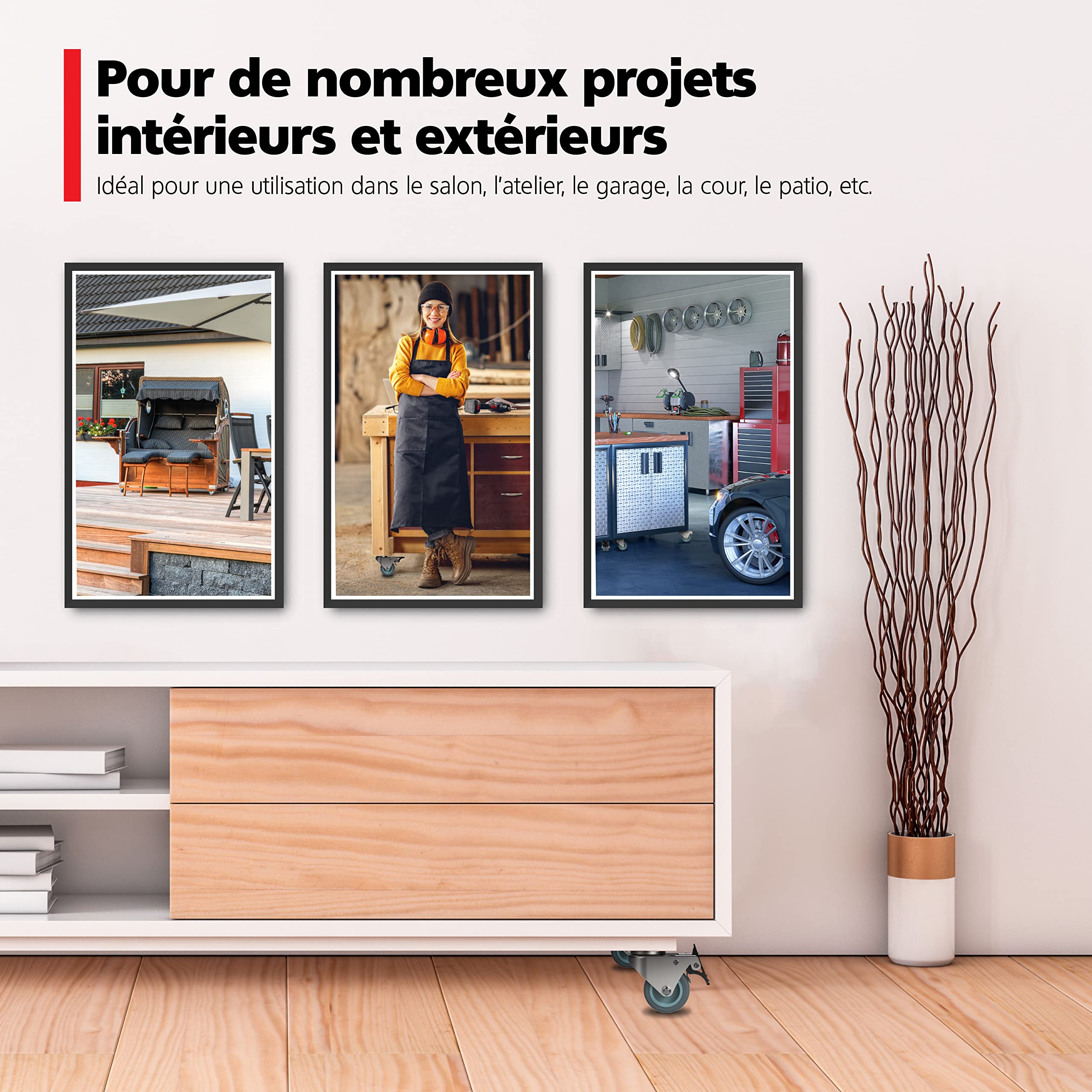 RAVN HAMAN Jeu de 4 Roulettes pour meubles 50 mm - Roulettes pivotantes avec frein jusqu'à 100 kg par roue - Roulettes charge lourde pour usage intérieur et extérieur - Roulettes industrielles