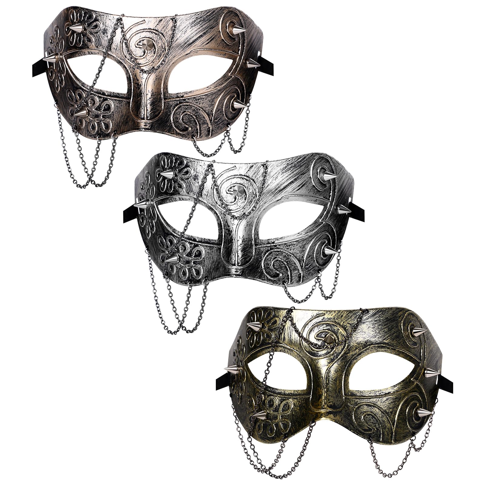 JewelryWe Venetian Mask Men Women Masquerade Carnival Masks Face Costume Fancy Dress, Plastic