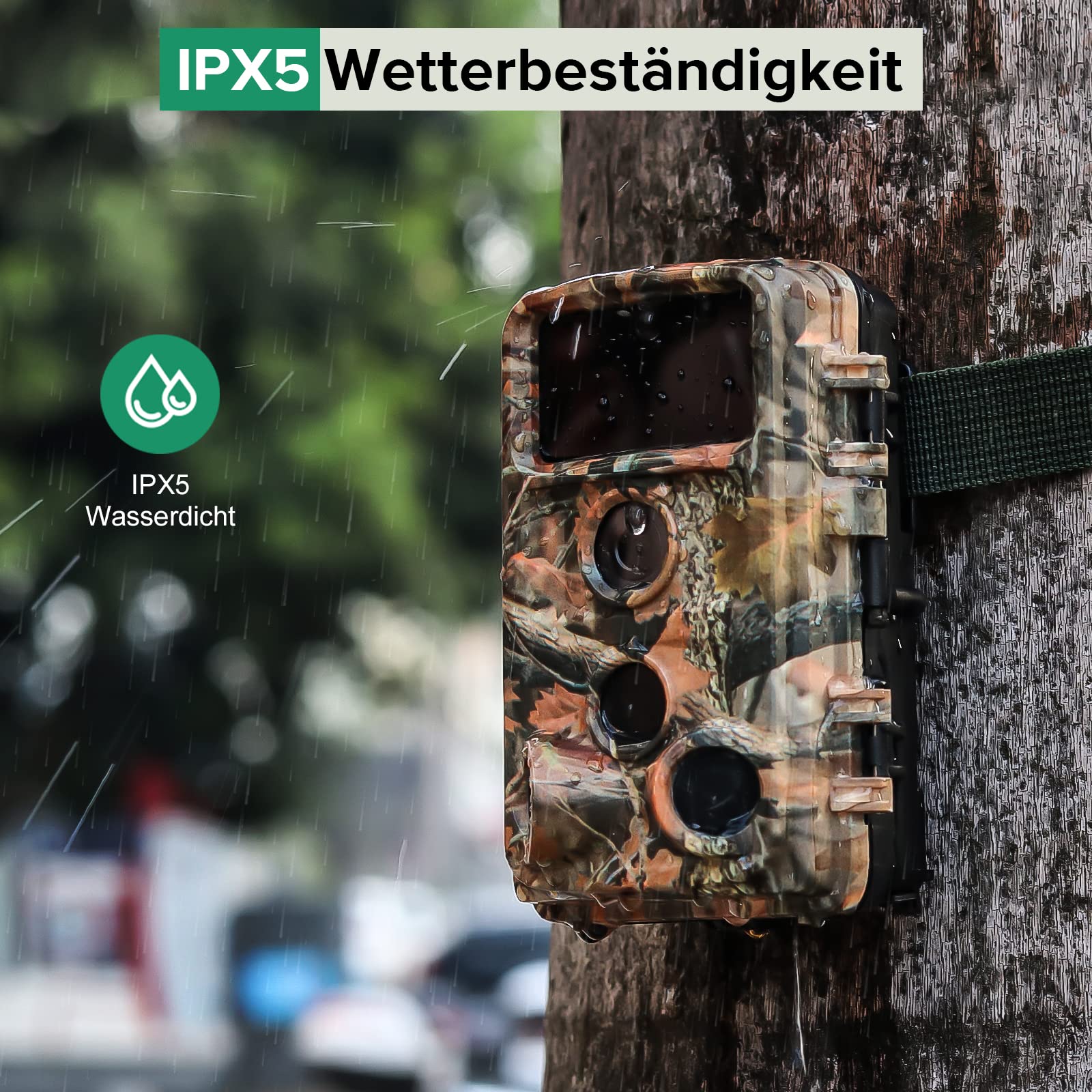 JOH Wildkamera 32MP 1520P 2,7K mit Bewegungsmelder Nachtsicht 0,2s Auslöser IPX5 wasserdichte Wildtierkamera