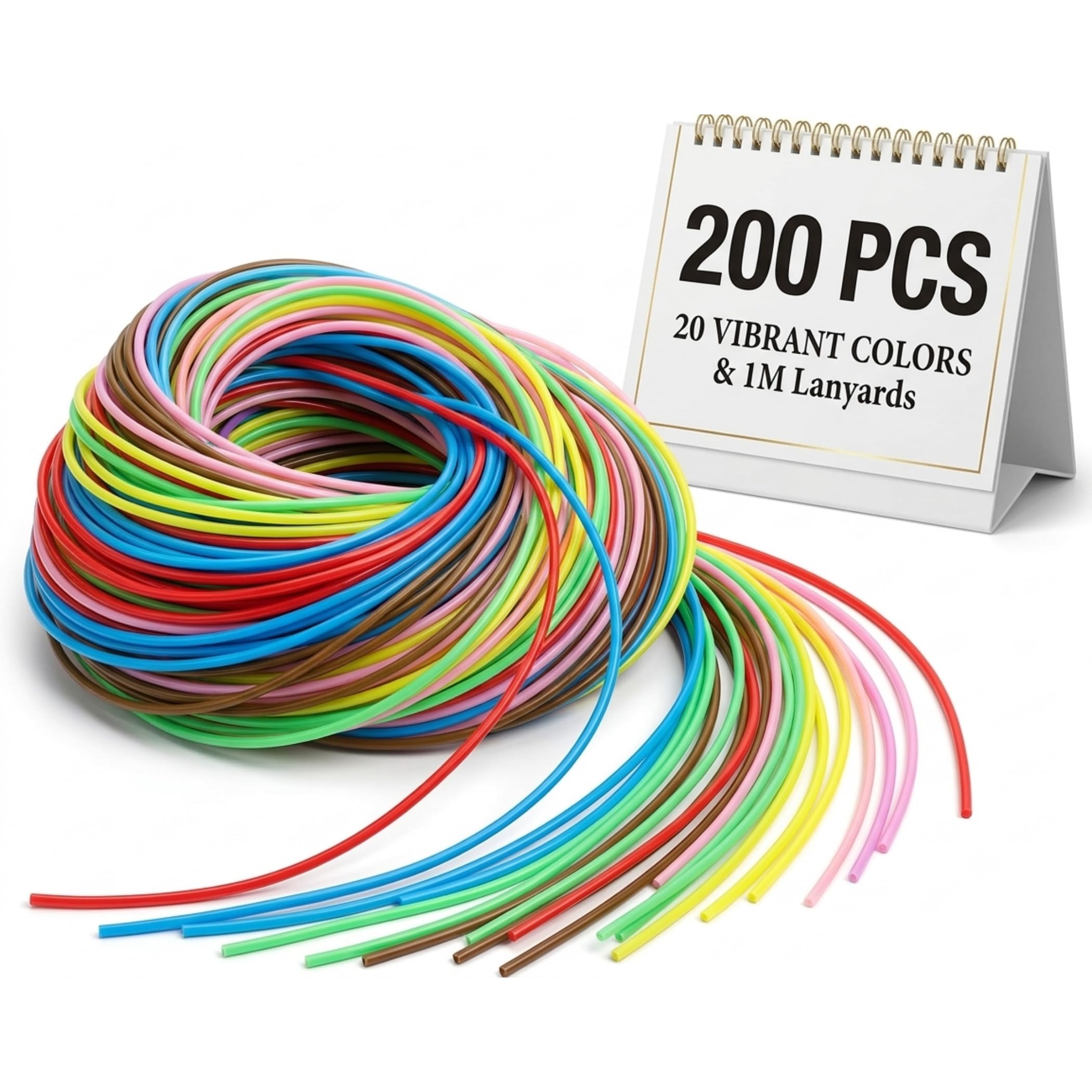 UKCOCO 200 PCS Scoobies Strings Kit: 20 Colors 1M Scoubidou Strings - Plastic Lacing Cord Boondoggle Weaving Kit for Bracelets Keyrings and DIY Projects