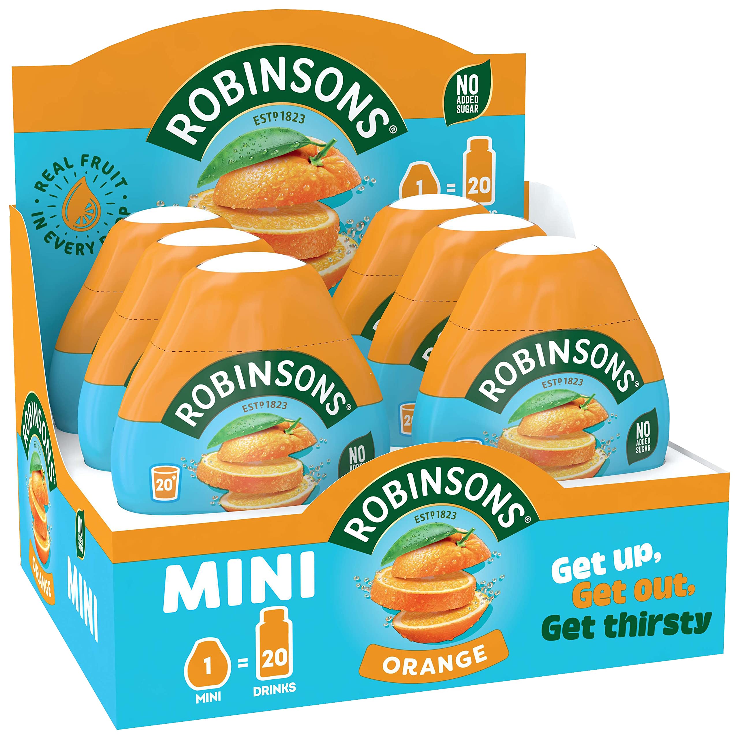 Robinsons Mini - No Added Sugar - Low Calorie - Orange, 6 Count