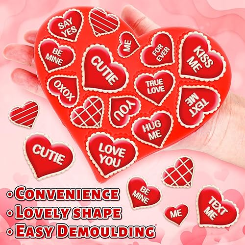 Miniatura 3 de JarThenaAMCS Molde de fondant para el día de San Valentín, molde de silicona con corazones de amor, para conversación, corazón, chocolate, caramelo,