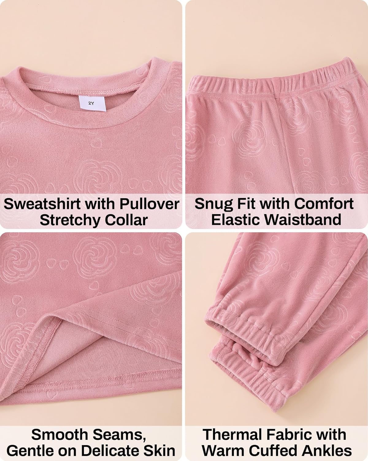 Jecson Toddler Girl Clothes Set: Soft Thick Stretchy Outfits Graphic Sweatshirts & Jogger Pants Cute Winter Home Outdoor 2-8Y - Image 5