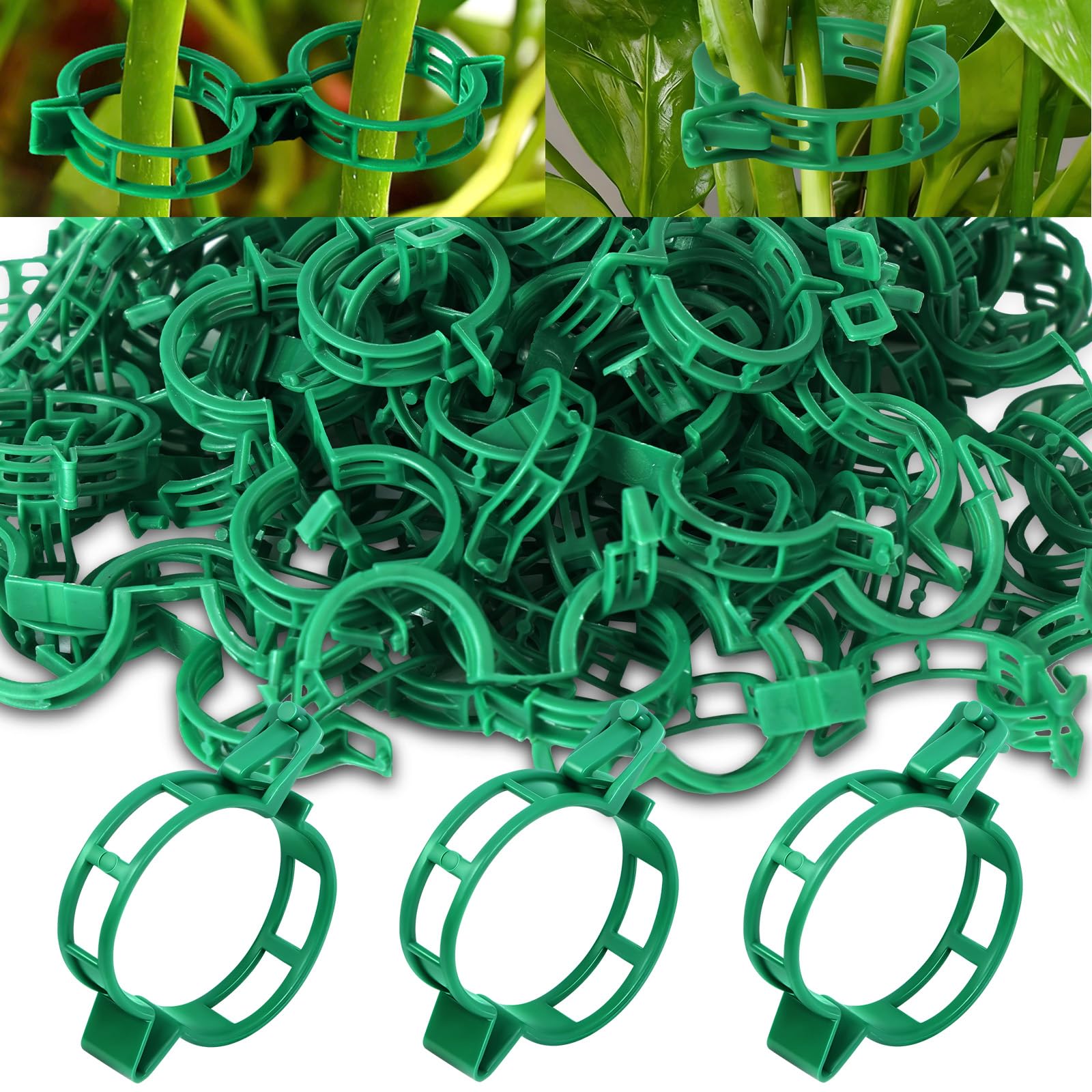 ABOHU 100PCS Plant Support Clips, Plant Clips for Climbing Plants, Twine Vine Trellis Cage, Reusable Garden Clips for Plant Tomato Vines, Trellis Clip Connects Flower Vegetable for Upright Growth