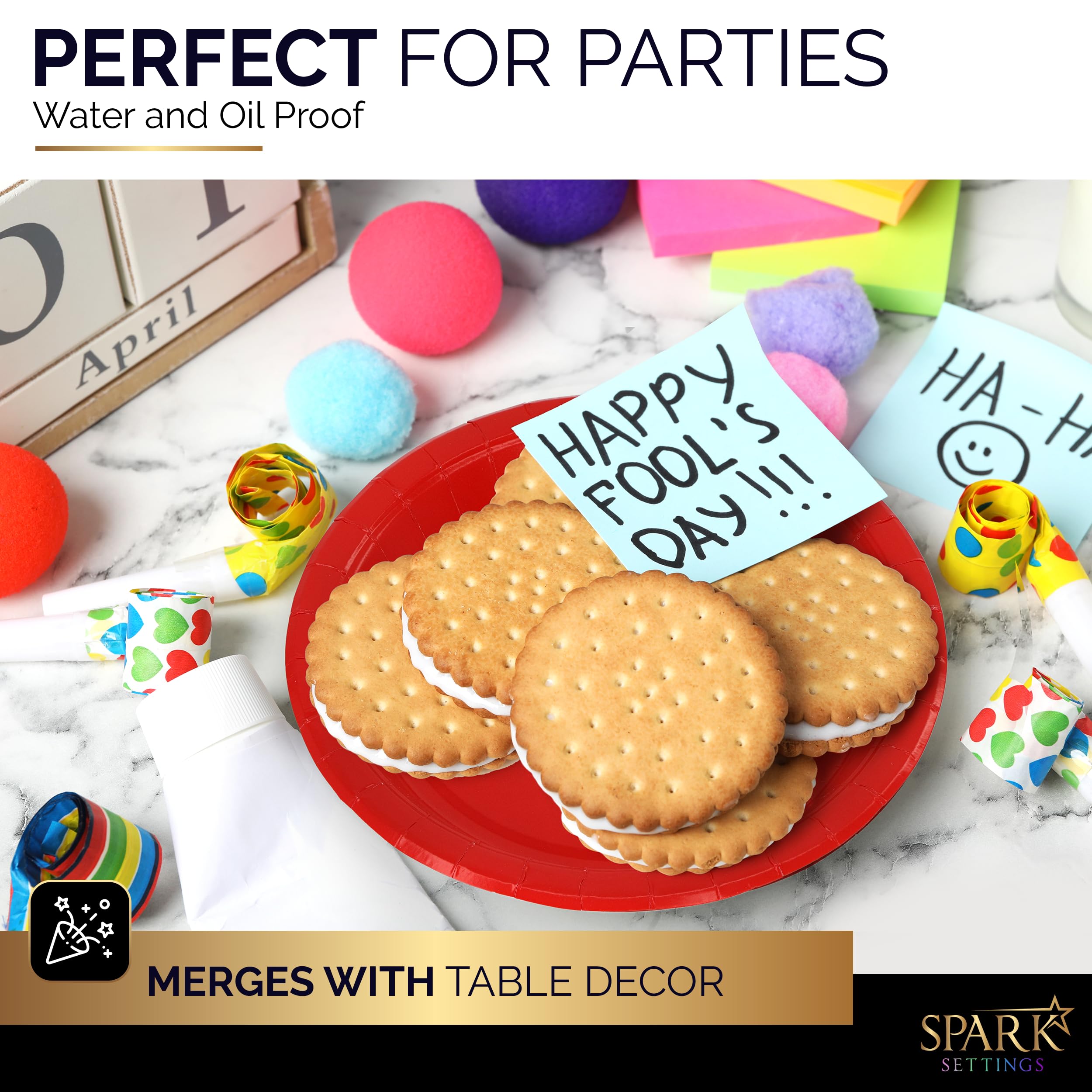 Amcrate Platos de papel desechables, platos de postre de papel de 6 3/4 pulgadas, platos desechables coloridos para fiestas, cenas, vacaciones, picnic o viajes, paquete de 50