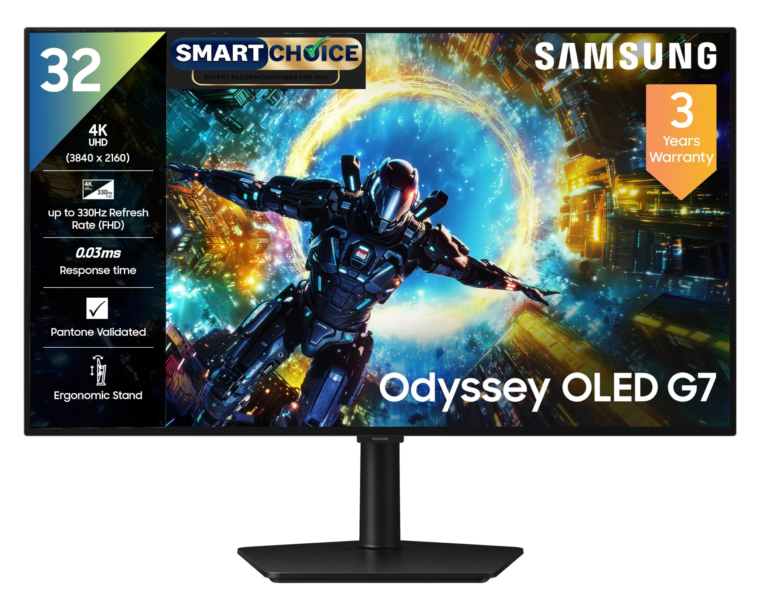 Samsung Odyssey OLED G7 Gaming Monitor 80cm (32") UHD, 4K 165Hz / FHD 330 Hz, 0.03ms(GTG), FreeSync Premium Pro, G-Sync, DP, HDMI, Height, Tilt, Swivel, Pivot Wall Mountable, (LS32HG730SWXXL, Black)-image-36