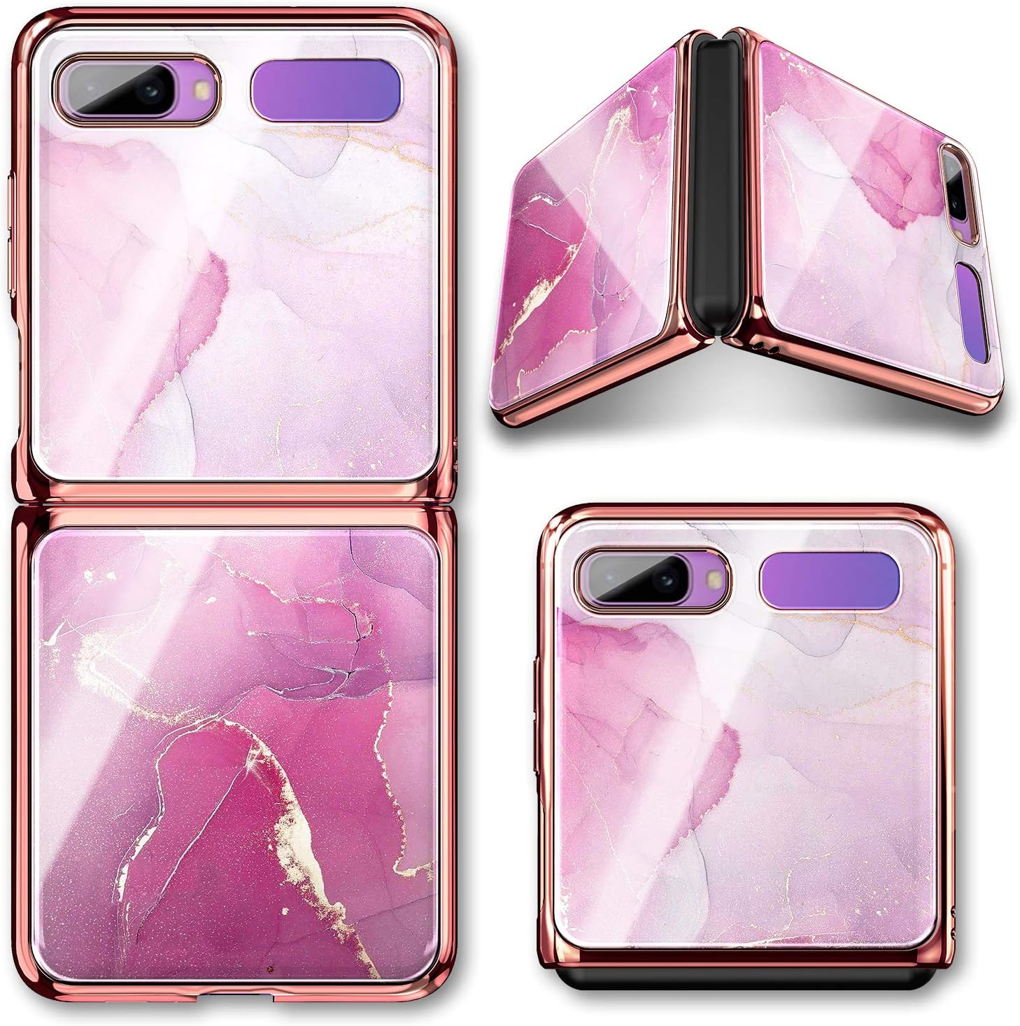 Flash Deals - 40% OFF NZND Case for Samsung Galaxy Z Flip/Z Flip 5G, Ultra Slim Thin Glossy Stylish Protective, Electroplated Bumper, Marble Design Phone Case Cover -Pink Exclusive NZND Case for Samsung Galaxy Z Flip/Z Flip 5G, Ultra Slim Thin Glossy Stylish Protective, Electroplated Bumper, Marble Design Phone Case Cover -Pink