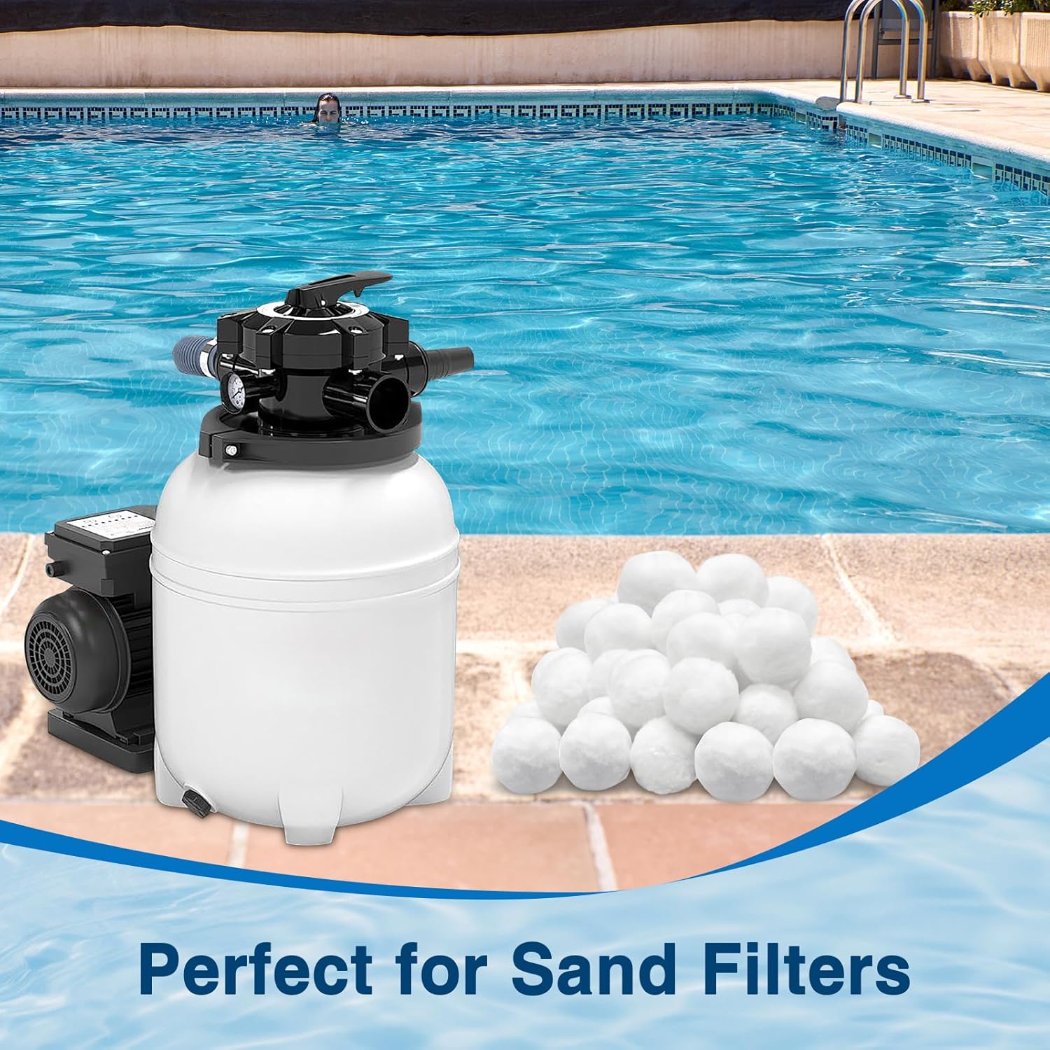 Halatool 4.8 lbs Pool Filter Balls for Sand Filters- Replace 170 lbs Pool Filter Sand, Reusable High-Efficiency Filtration Media, Innovative Swimming Materials Suitable for Aquarium Tank