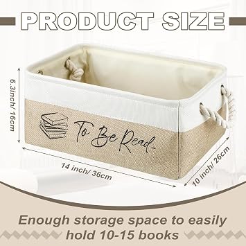 Marsui Book Lover Gifts TBR Book Storage Basket to Be Read List Storage Bin Bookish Accessories Bookworm Gift for Club Members Student Teacher Reading Accessories