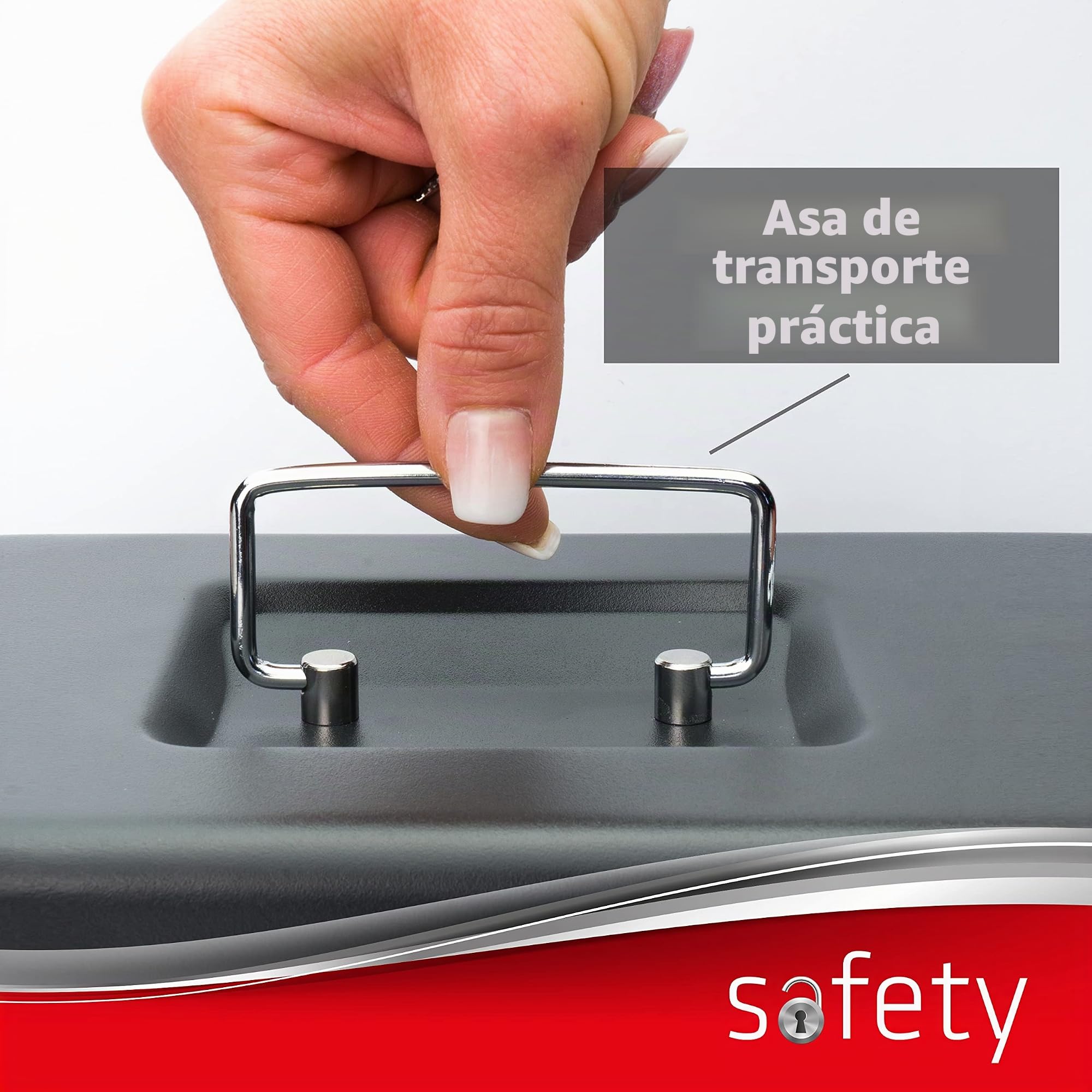 Caja de caudales Sax con cerradura de combinación, cerradura extra fuerte, 25 x 18 x 9cm, Grande, Caja de caudales de seguridad negra