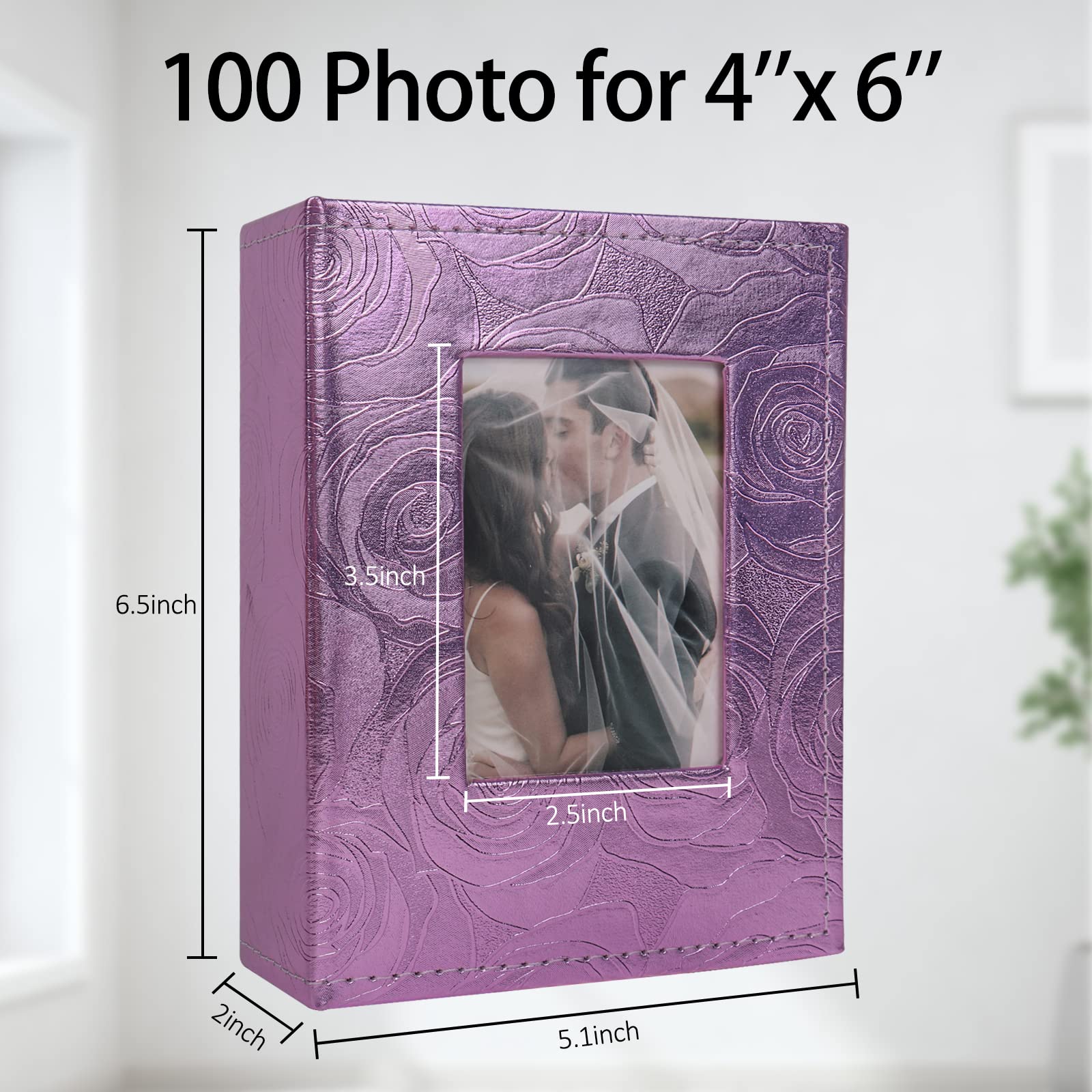 RECUTMS Photo Albums 6x4 100 Pockets Photos Capacity Premium Leather Cover 6x4 Photo Album Wedding Baby Family Travel Small photo Album Book - Image 2