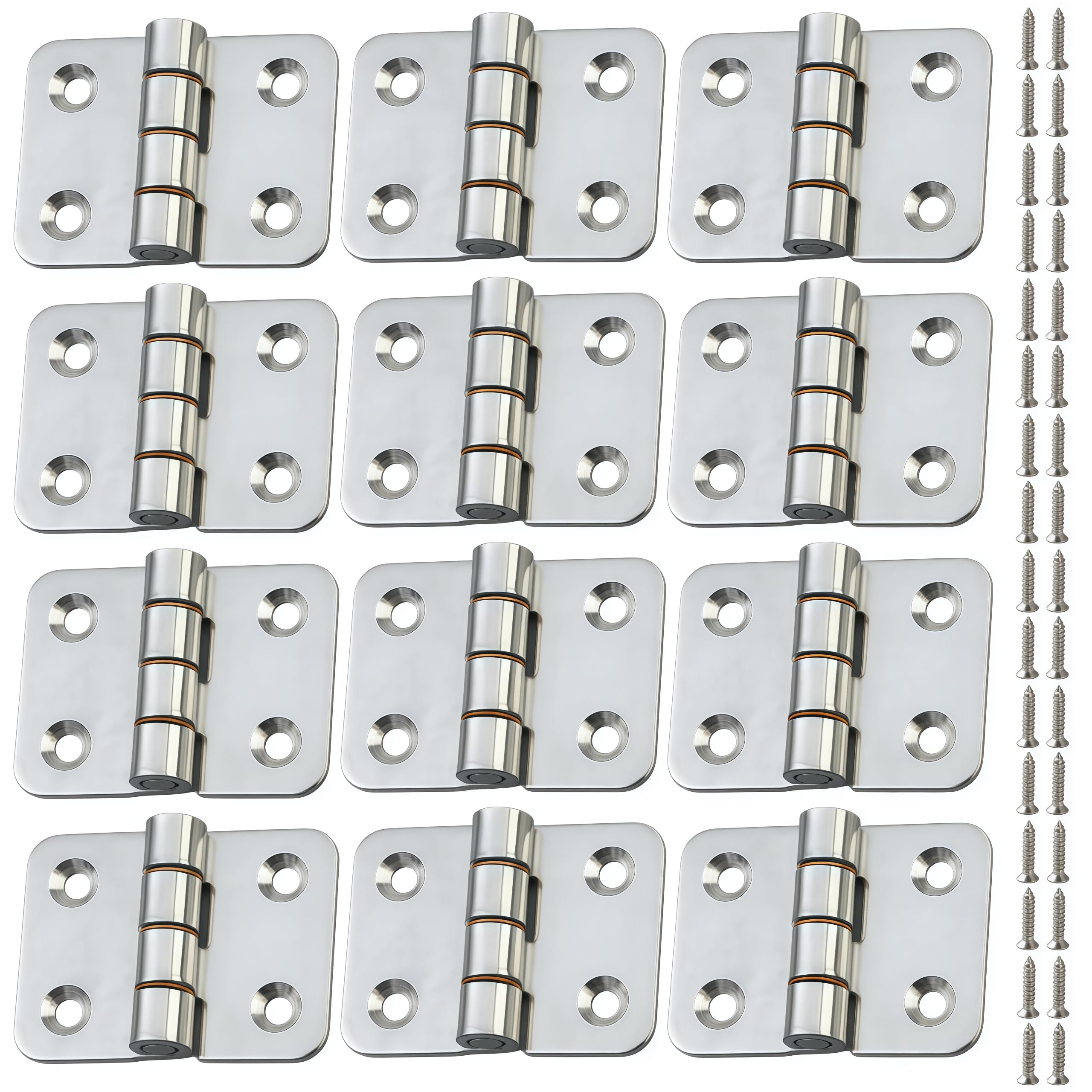 Folding Hinge 12 Pack of 270 Degree Stainless Steel Folding Hinges Suitable for Bedrooms Rvs Garages Storage Sheds and Livestock Facilities 36 * 48 * 2mm Countersunk Holes